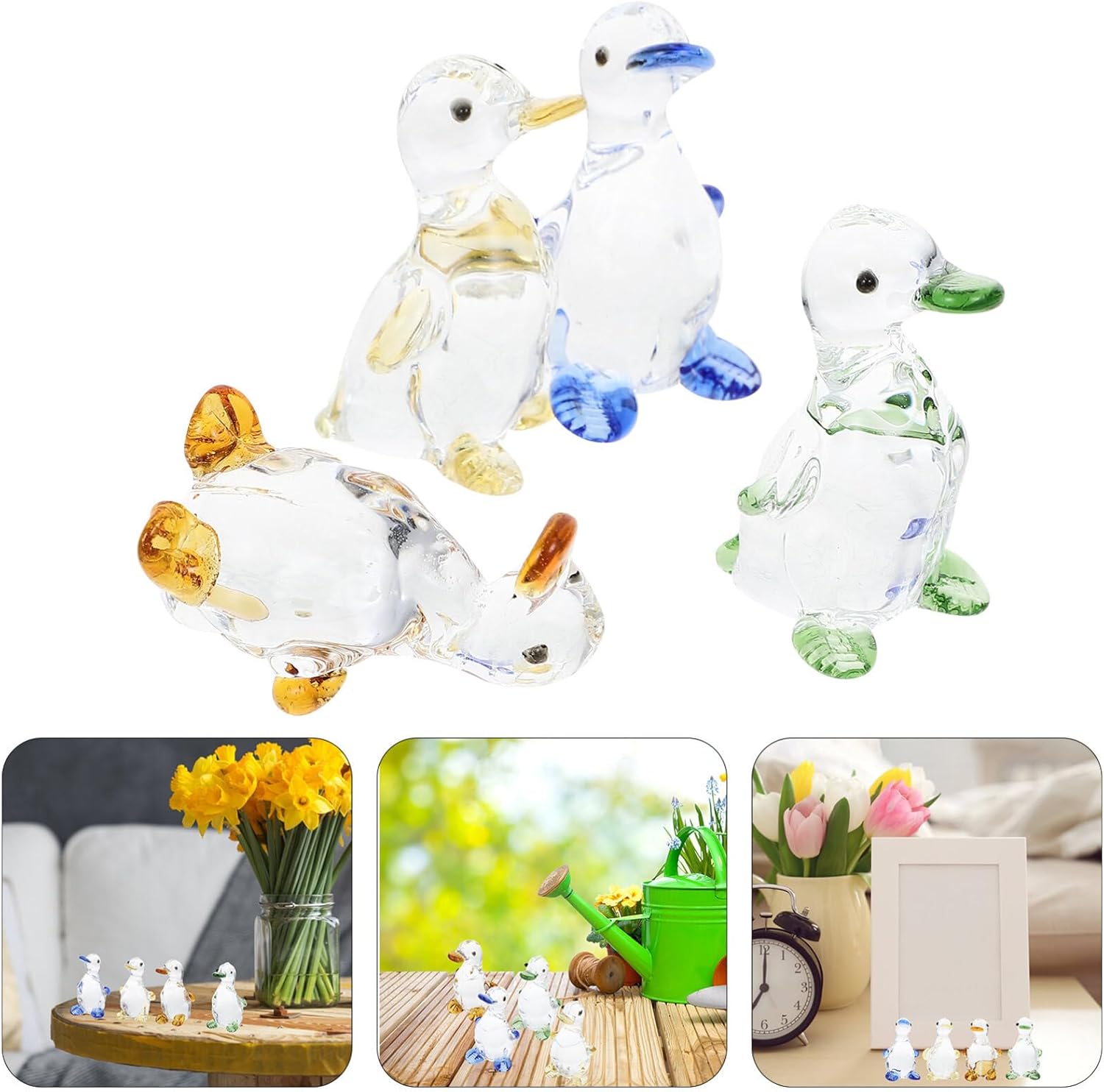 VOSAREA Crystal Desk Decor 4pcs Miniature Figurine Set