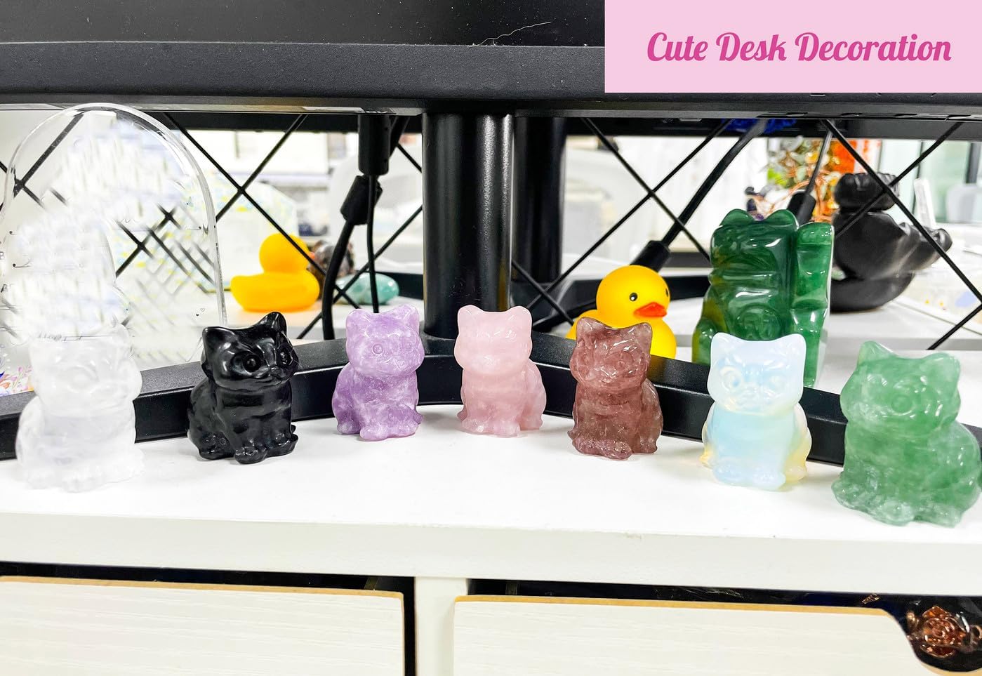DUQGUHO Green Aventurine Cat Crystal Figurine - Lucky Desk Decor 1PC