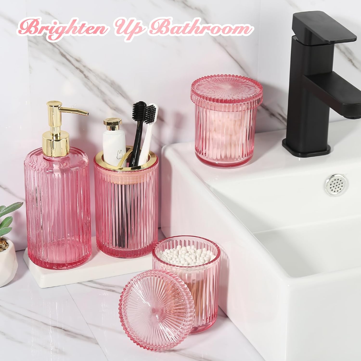 RYTOXILO Pink Bathroom Accessory Set 4 Pack 1