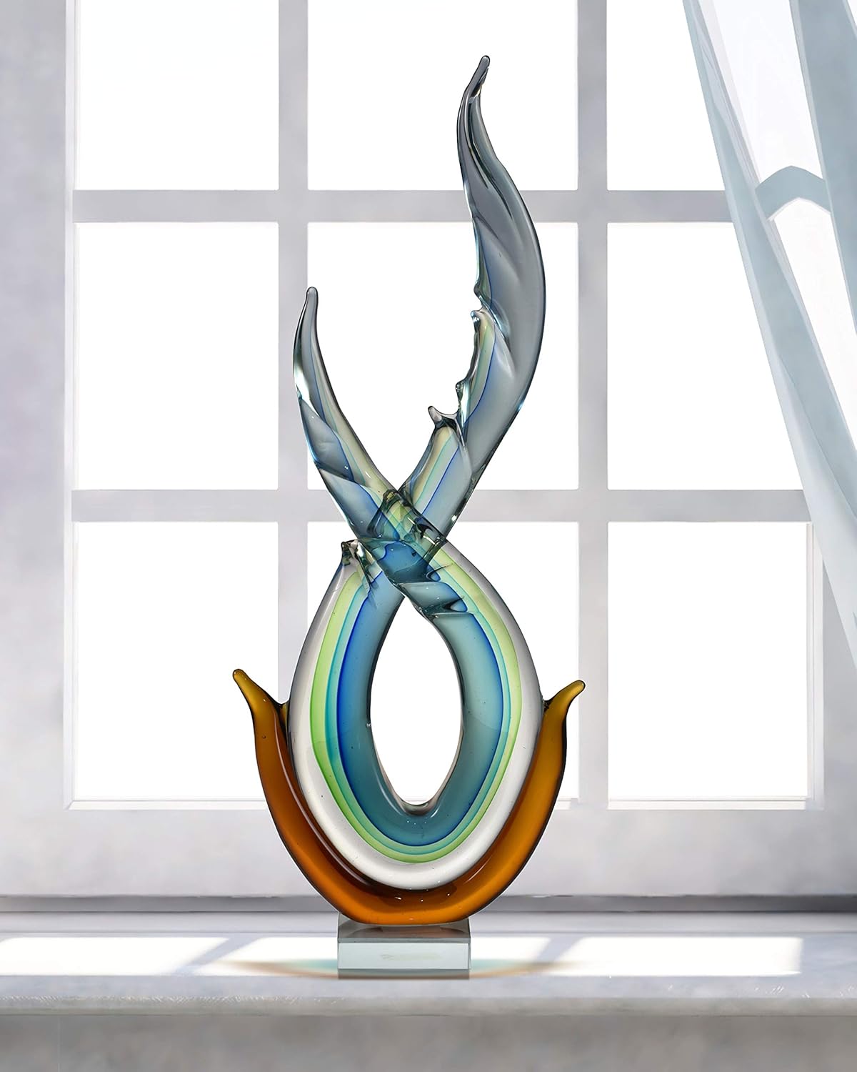 Dale Tiffany AS17012 Art Glass Sculpture Amber Aqua 1