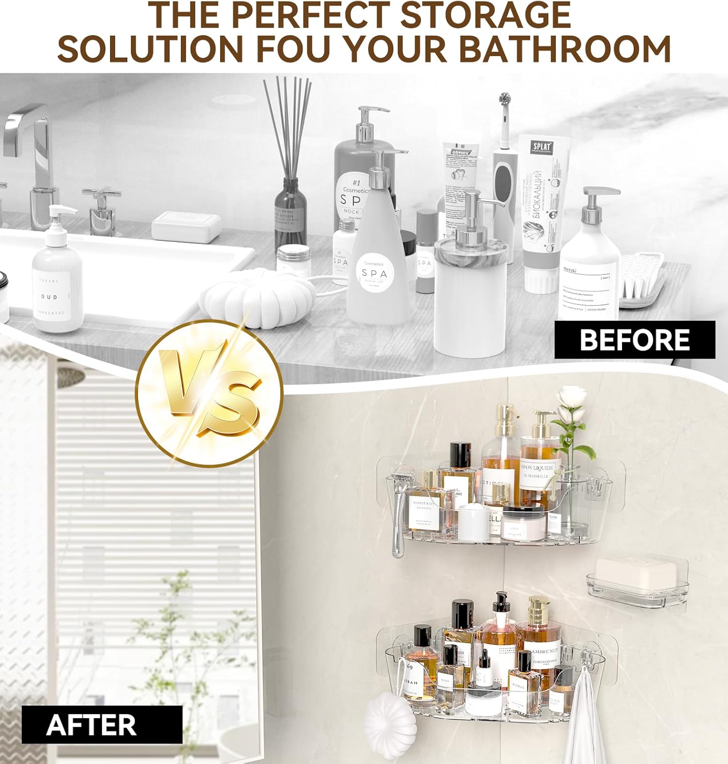 JNDETOP Corner Shower Caddy 3-Pack Adhesive Organizer