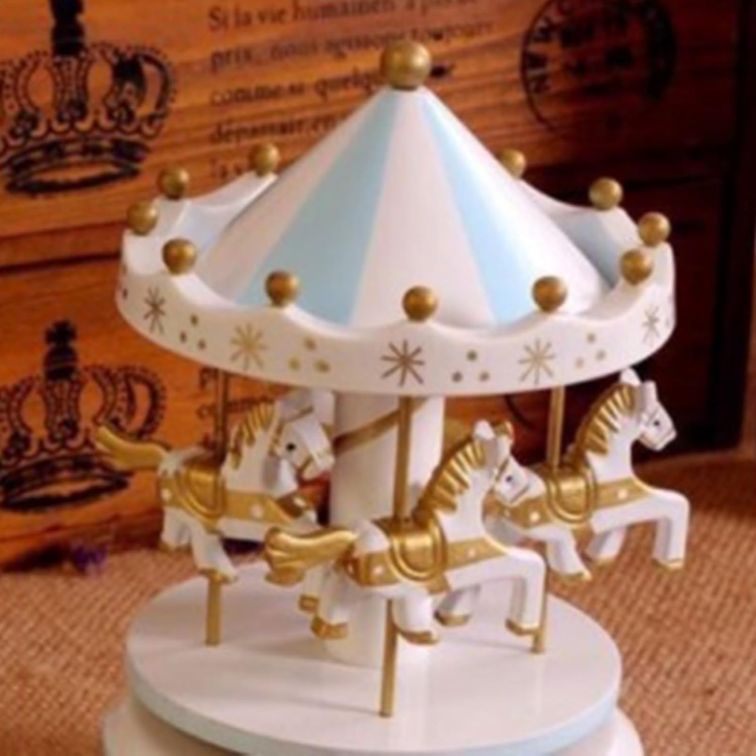 Golden Music Box Sculpture for Home Decor