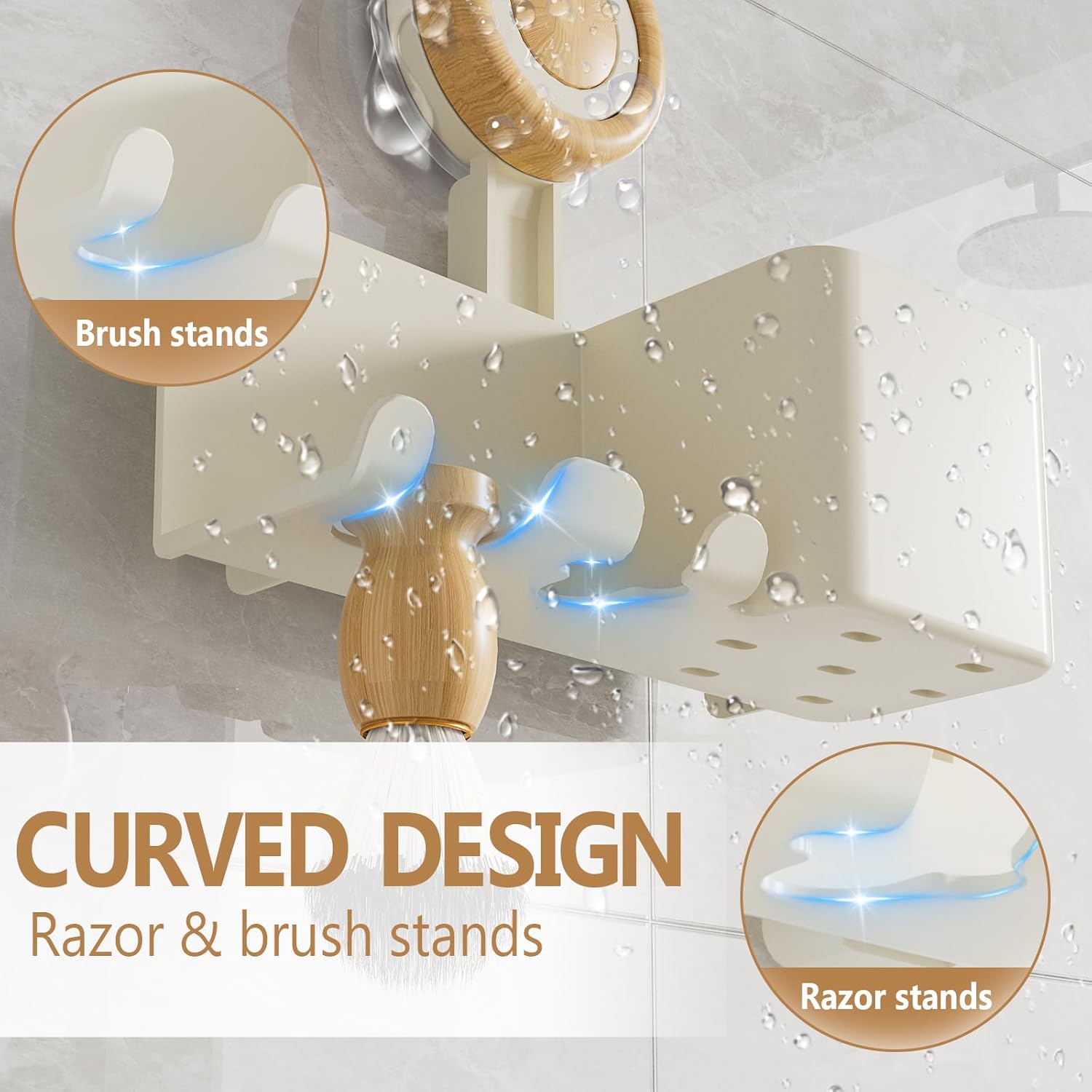 3-in-1 Suction Cup Razor Holder with Storage Box