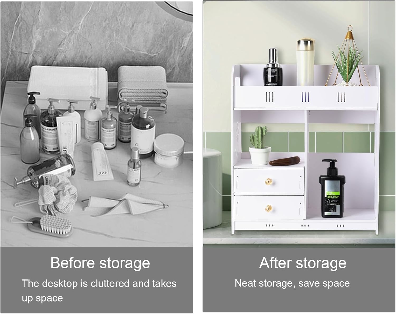 GizmoSynth Bathroom Cabinet with 2 Drawers Shelves