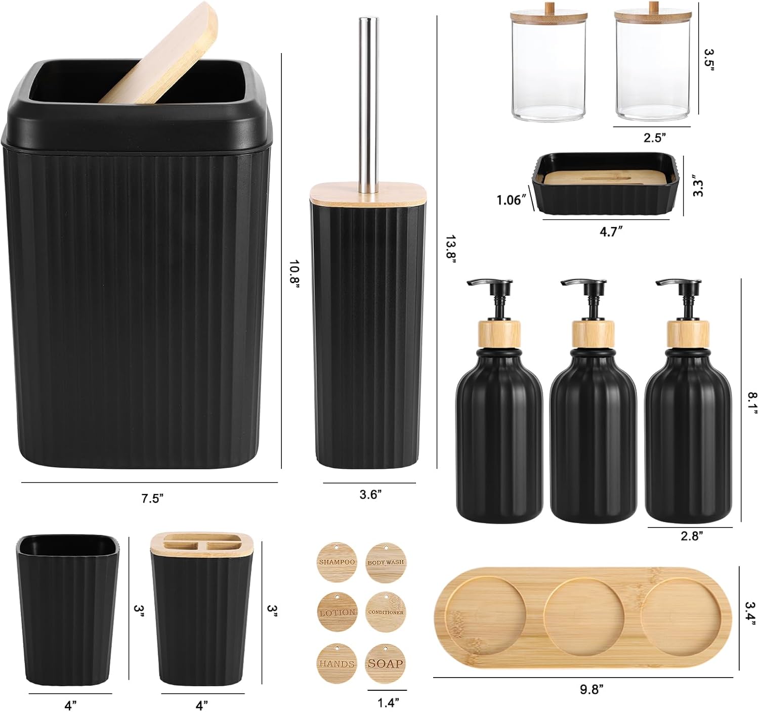 XLHOMO Black Bathroom Accessory Set 17PCS