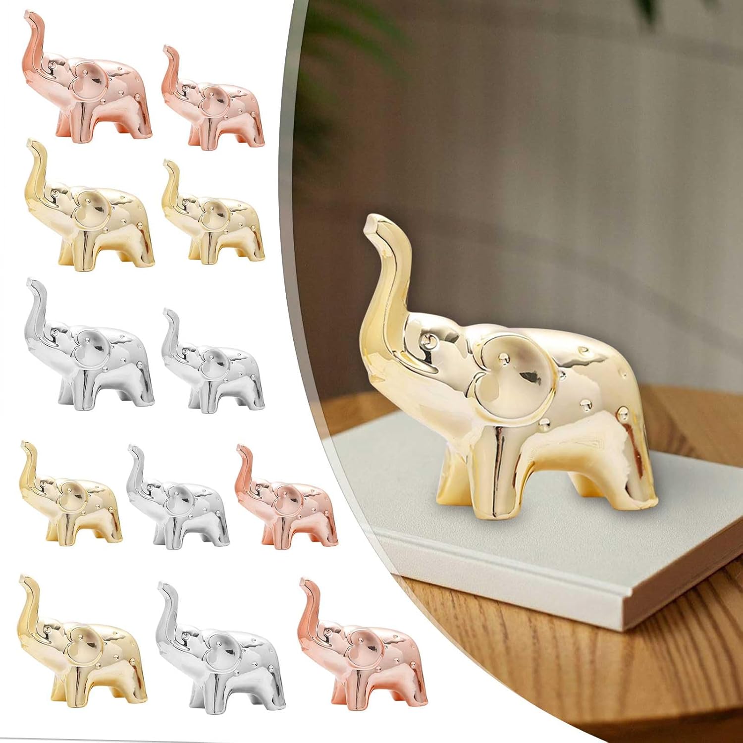 Ceramic Elephant Decor Statue Figurine Home Accent