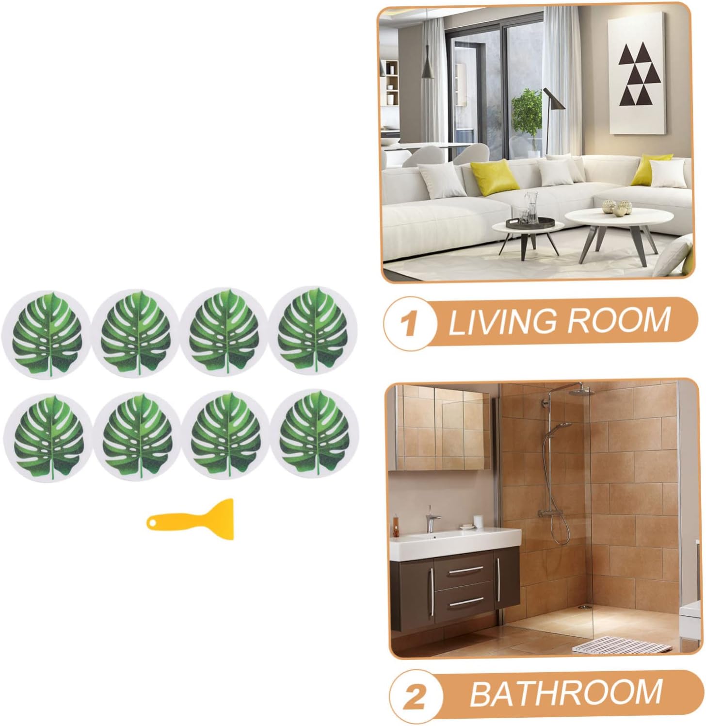 PRETYZOOM Leaf Shape Anti Slip Bath Decals