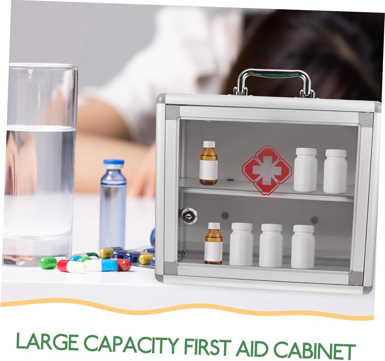 Alipis Transparent Wall Mount First Aid Cabinet