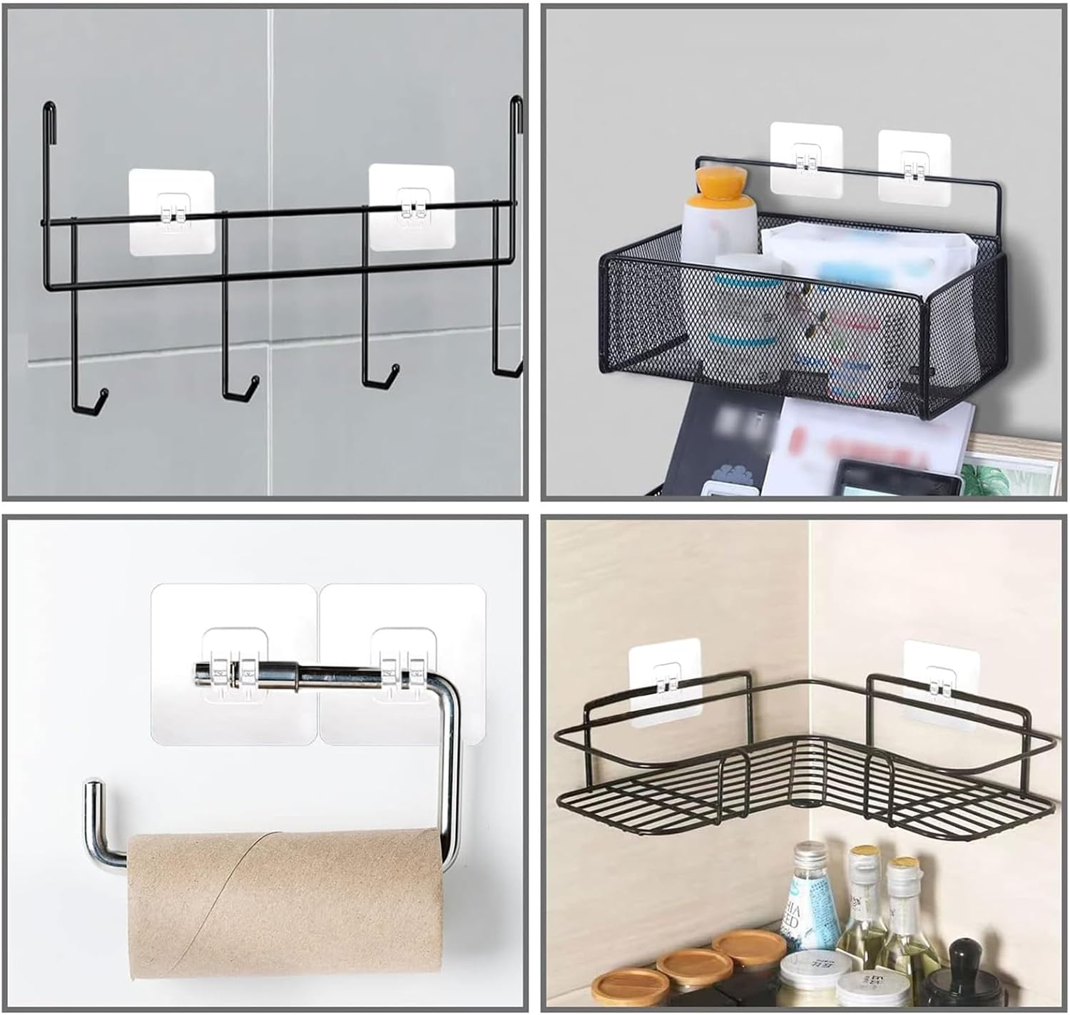 14-Pack Adhesive Shower Caddy Hooks No Drilling