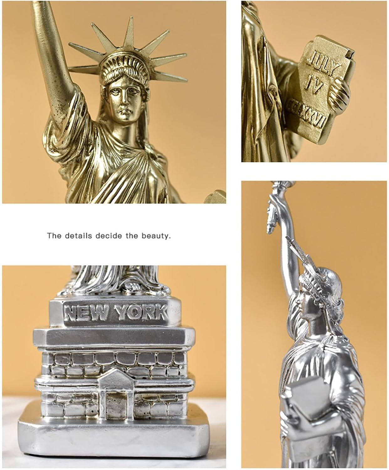 Elegant Gold Statue of Freedom Women God Desktop Ornament