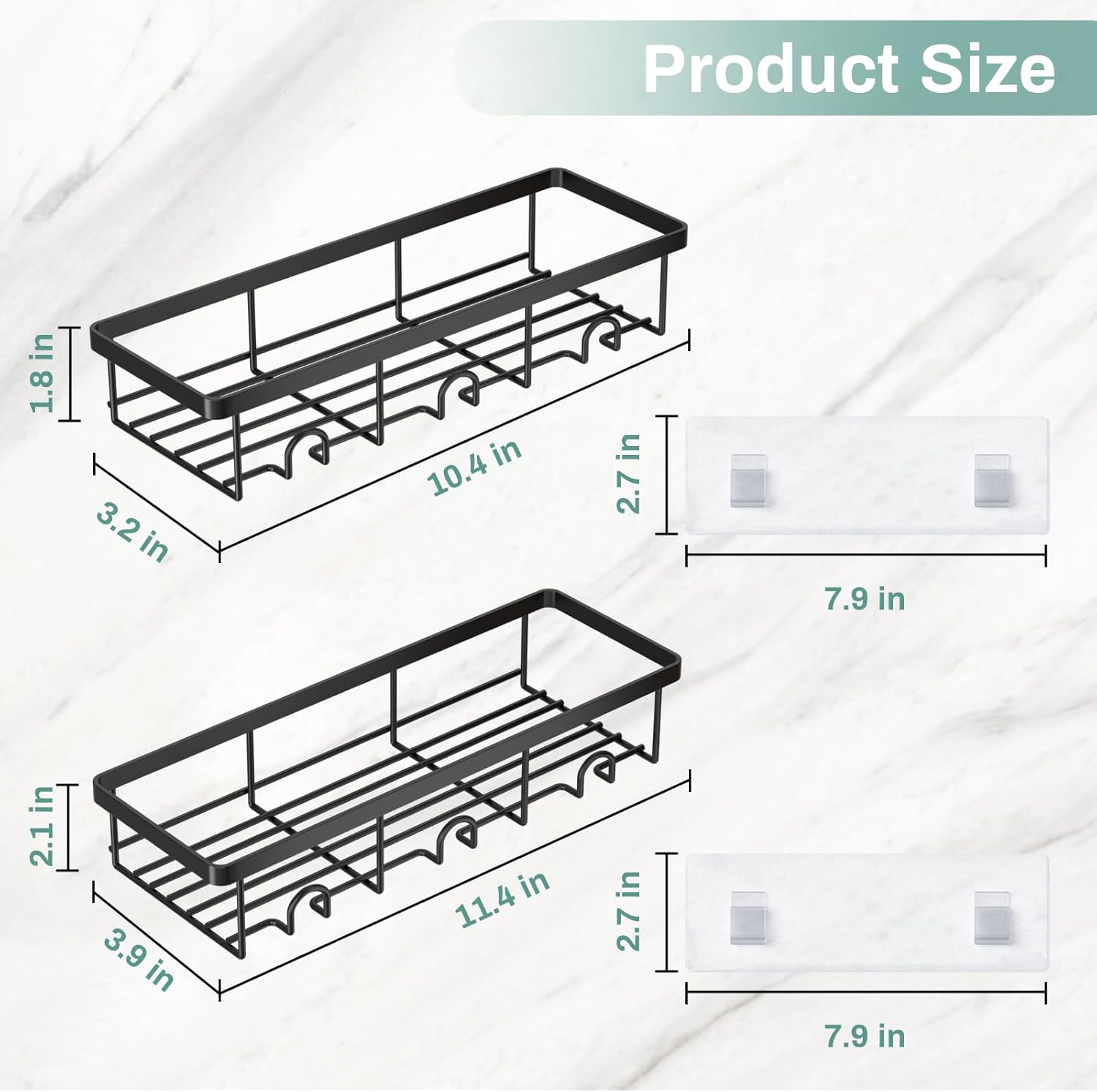 Oasiteege 2 Pack Black Shower Shelves Organizer