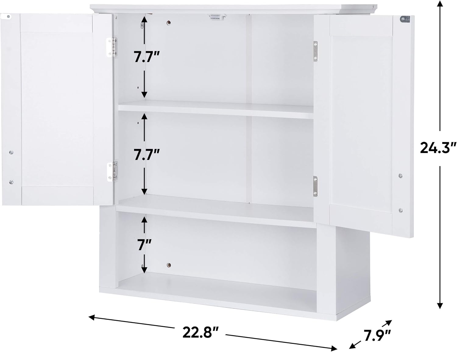 Saicool Wooden Medicine Cabinet with 2-Doors and 1-Shelf