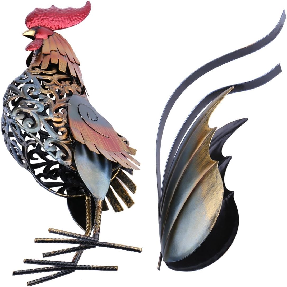 Too Arts Metal Carved Rooster Home Decor Sculpture