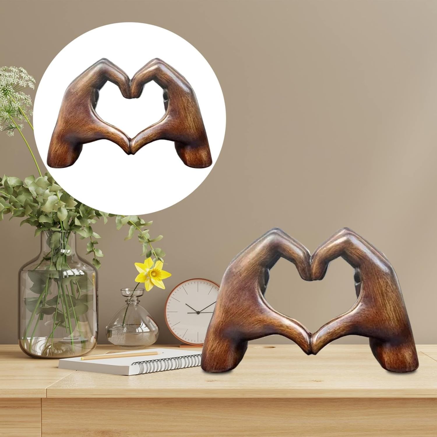 Sturdy Heart Hands Sculpture Home Decor Figurine