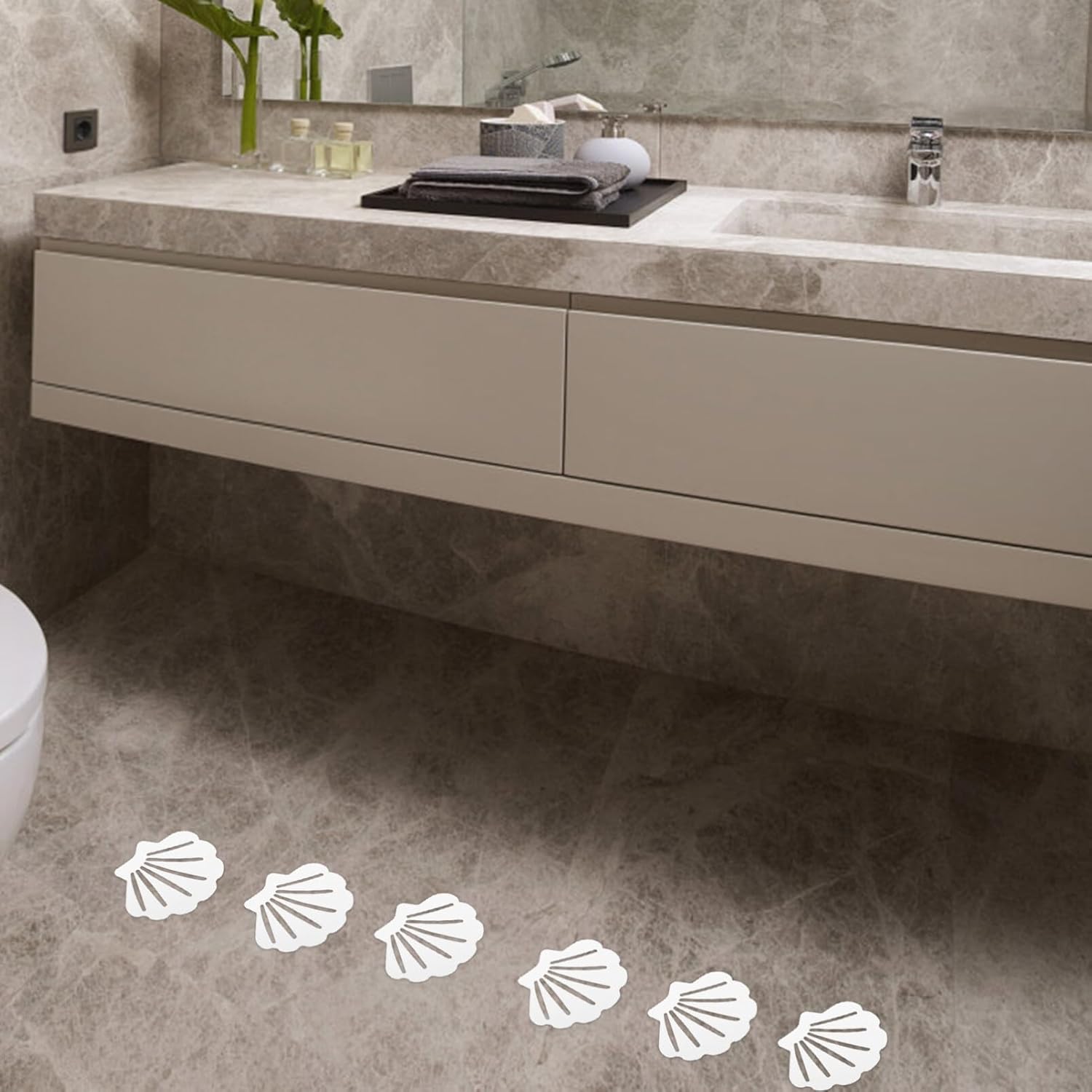 STOBAZA 12pcs Shell Shaped Bathtub Stickers Non-Slip Adhesive Decals