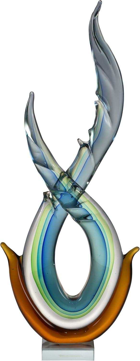 Dale Tiffany AS17012 Art Glass Sculpture Amber Aqua 1