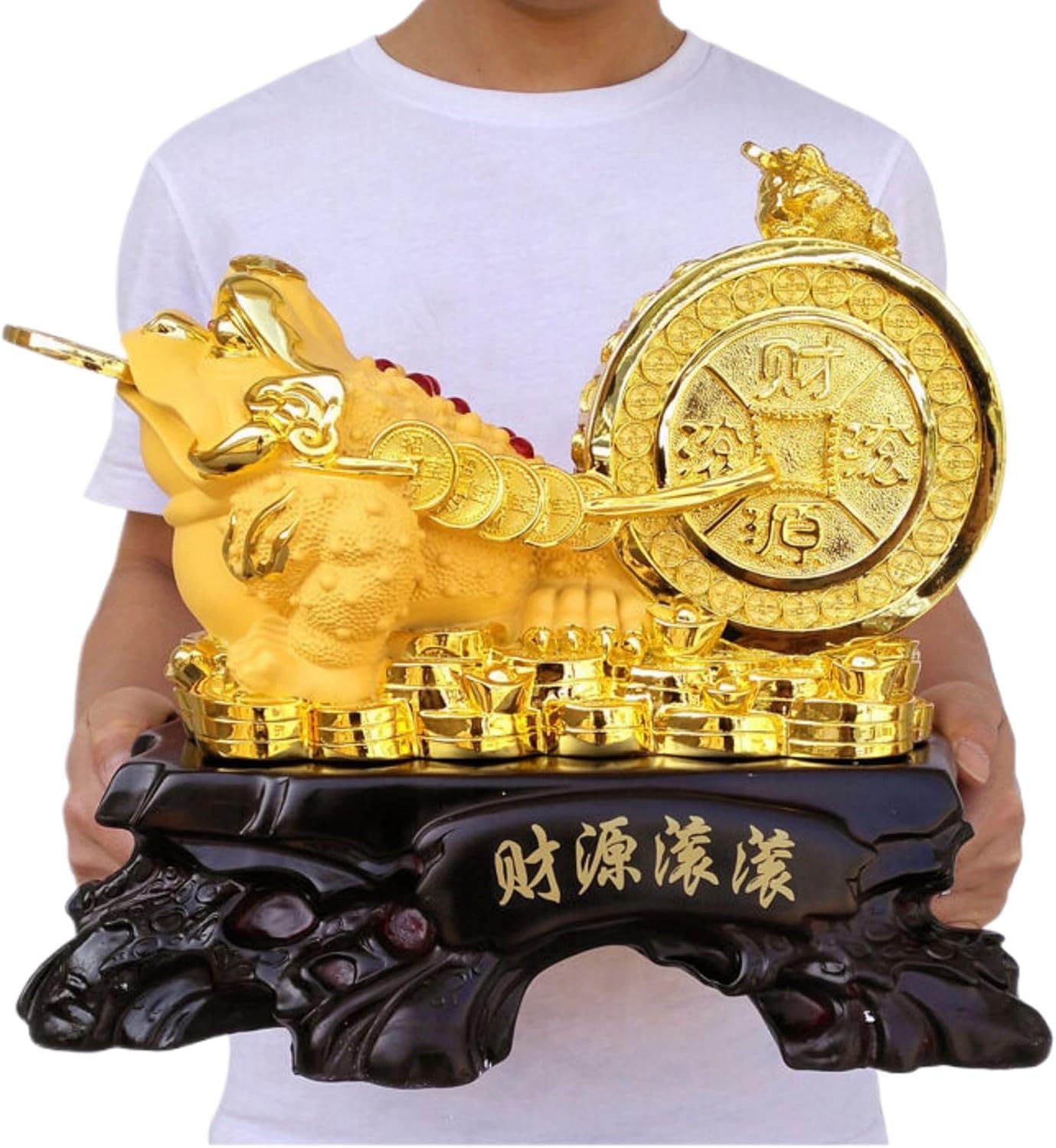 Feng Shui Wealth Attraction Golden Toad Sculpture - 38x21x32cm