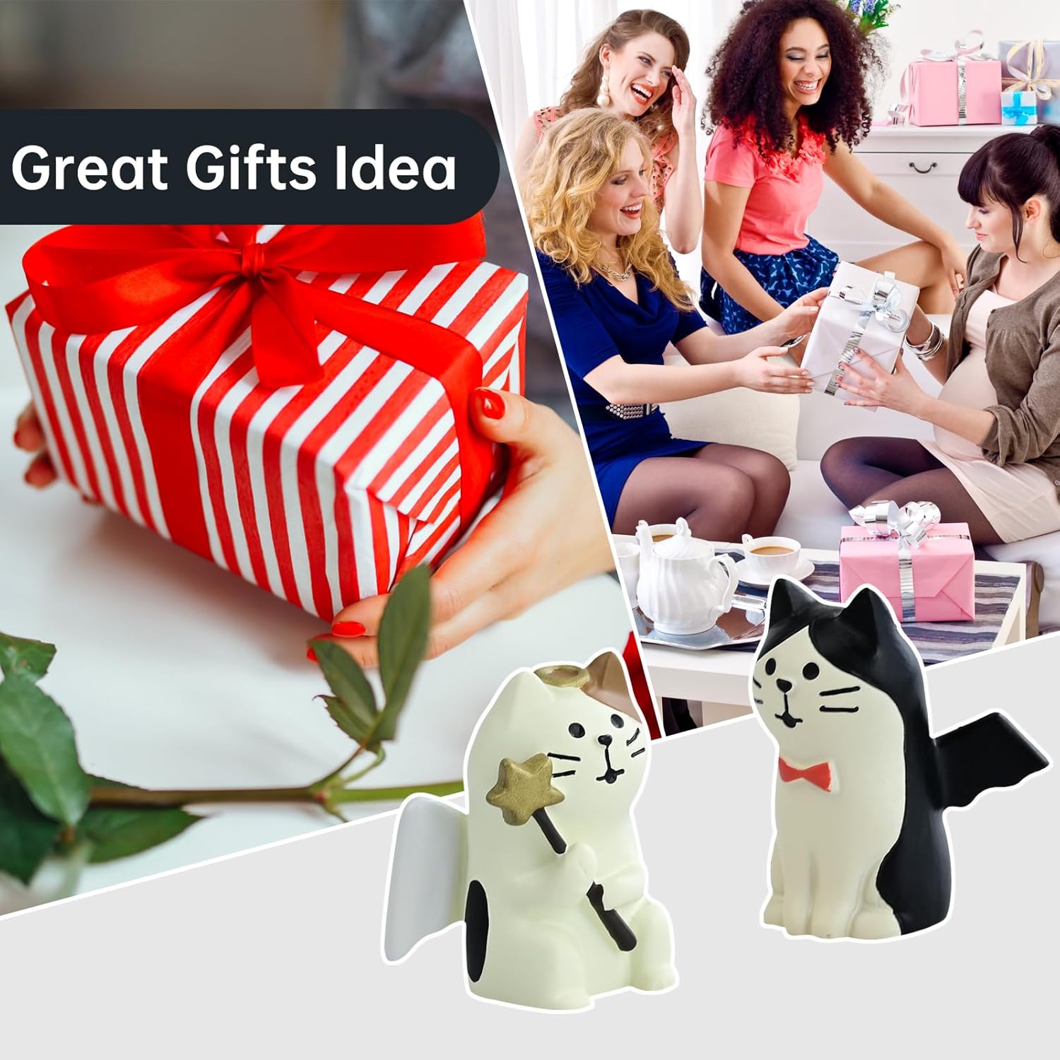2Pcs Cute Mini Cat Figurine for Office Home Decor