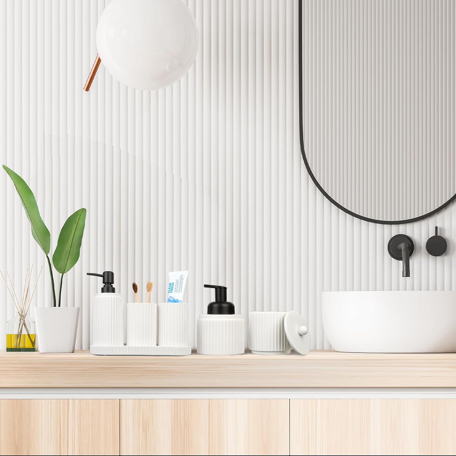Deobath White 6-Piece Bathroom Accessory Set 1