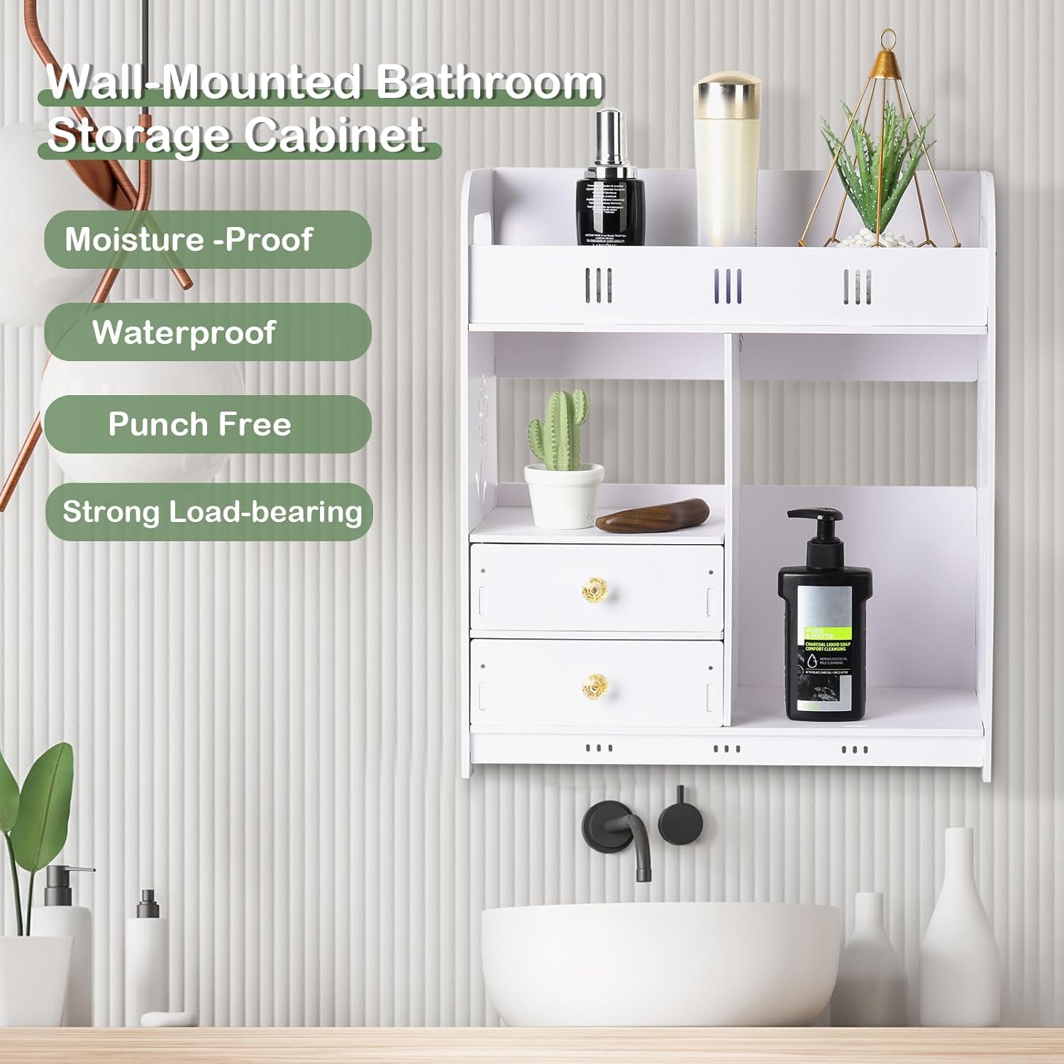 GizmoSynth Bathroom Cabinet with 2 Drawers Shelves