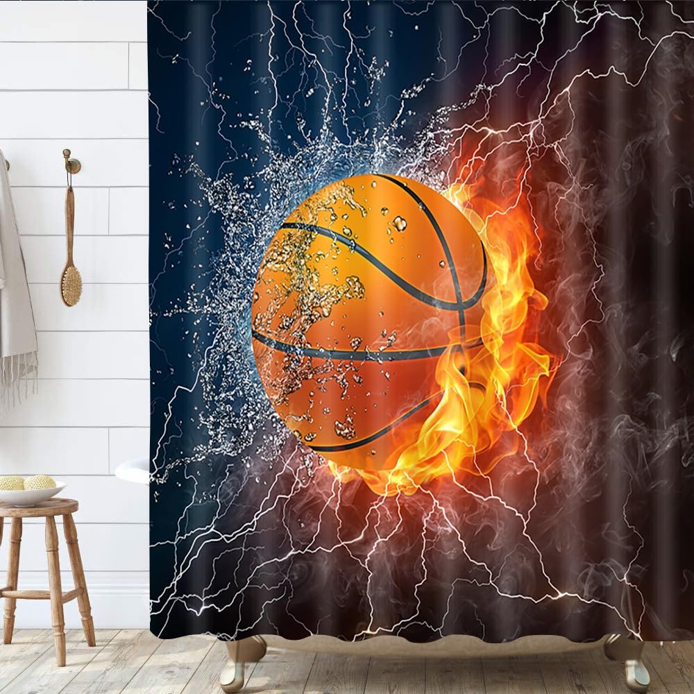 Shocur Sports Shower Curtain Set 72x72 Inches with 12 Hooks