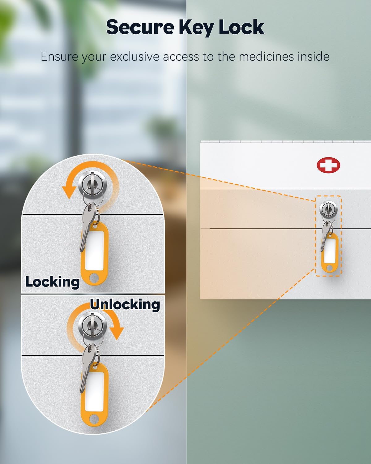 Uniclife Wall Medicine Cabinet with Key Lock 1