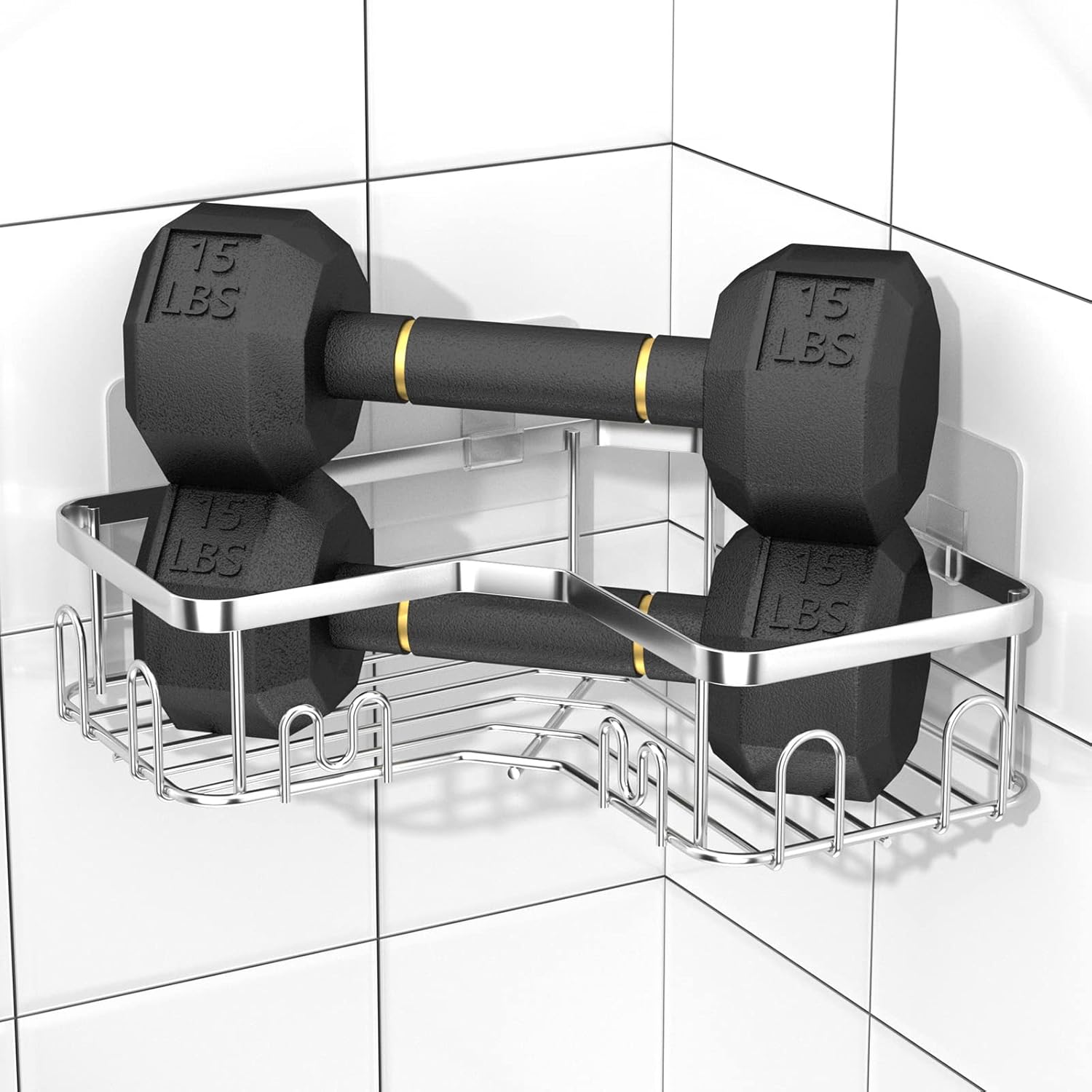 Menbyci 3 Pack Corner Shower Caddy with 18 Hooks