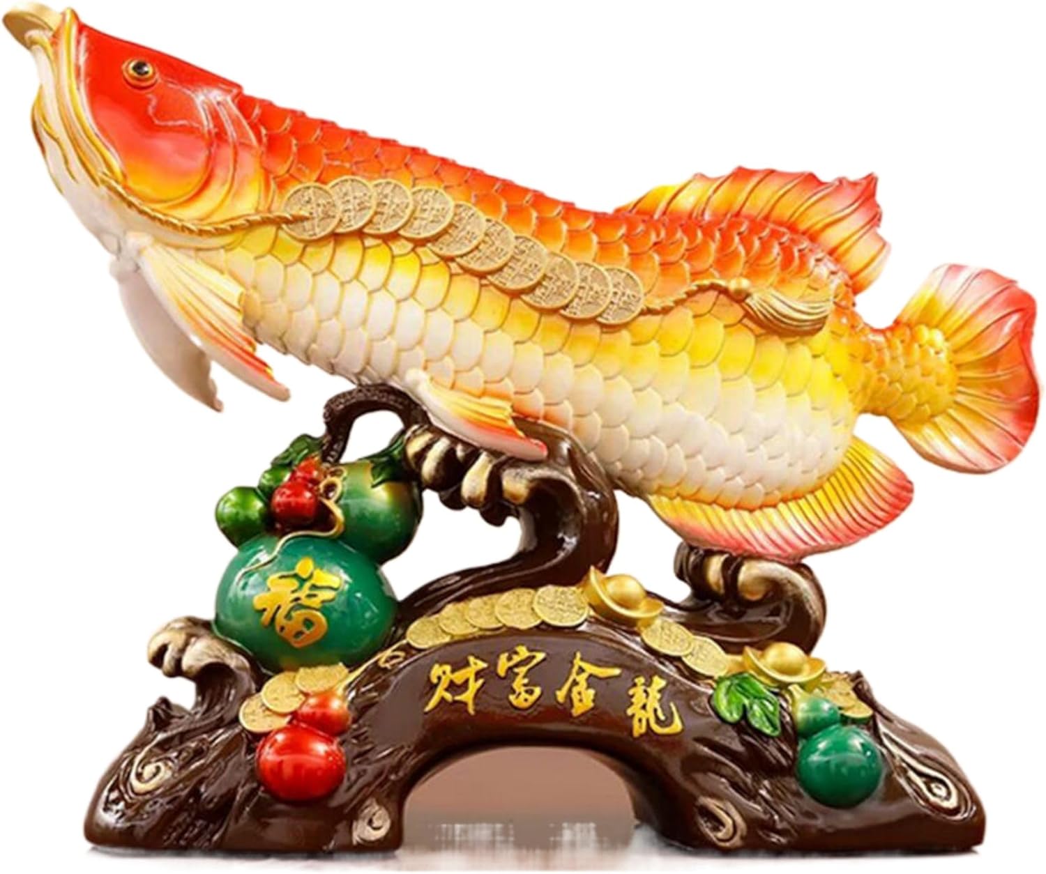 Chinese Feng Shui Resin Wealth Dragon Fish Statue - 1176