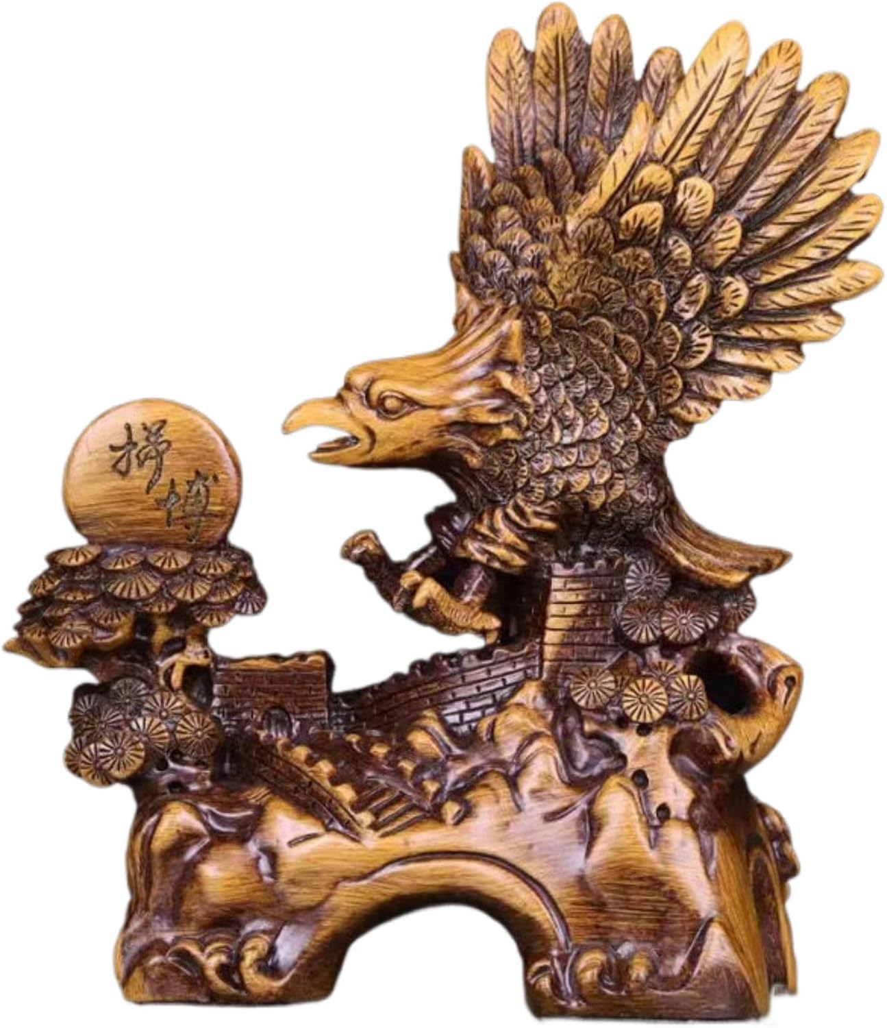 Large Feng Shui Resin Wealth Eagle Sculpture 22x12x25CM