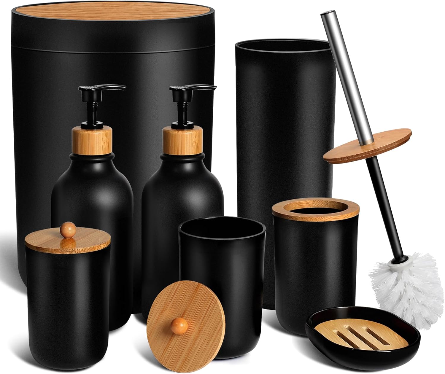 Kasunting 8-Piece Matte Black Bathroom Accessory Set 1