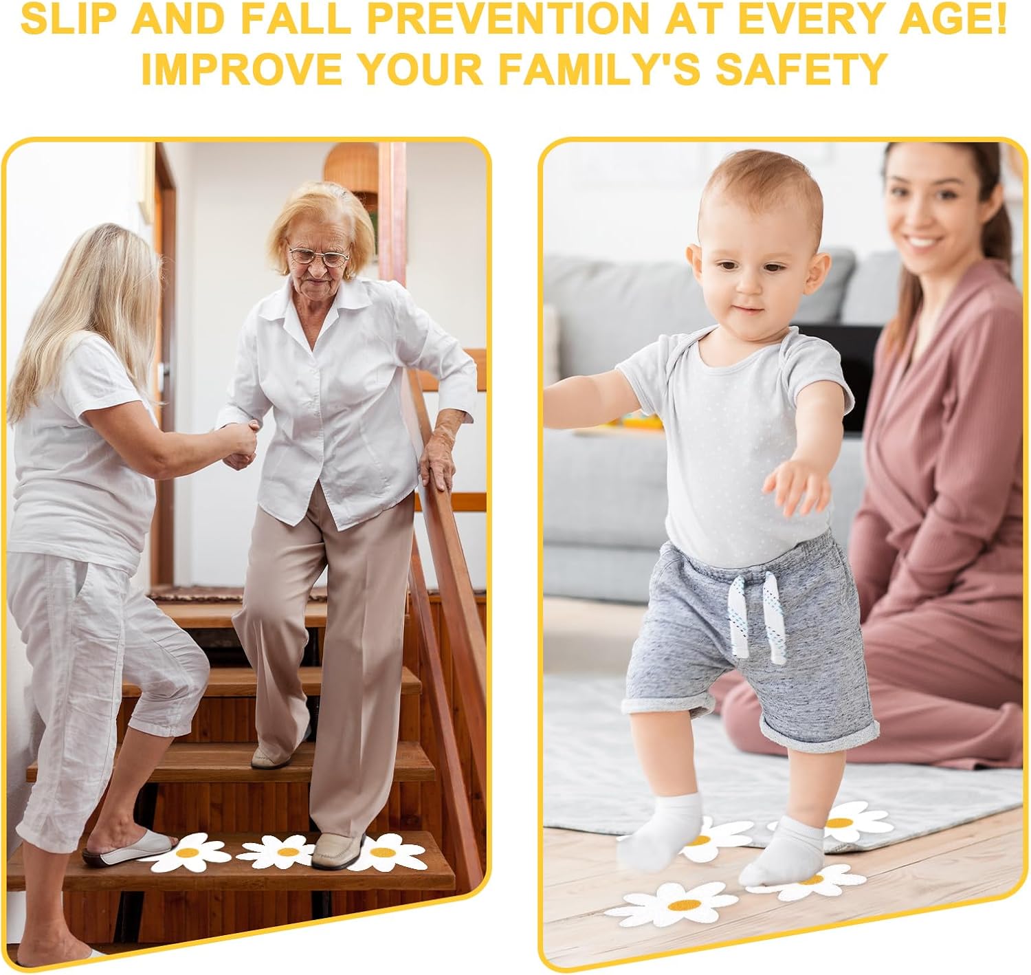 24Pcs White Daisy Non Slip Bathtub Sticker with Scraper 1