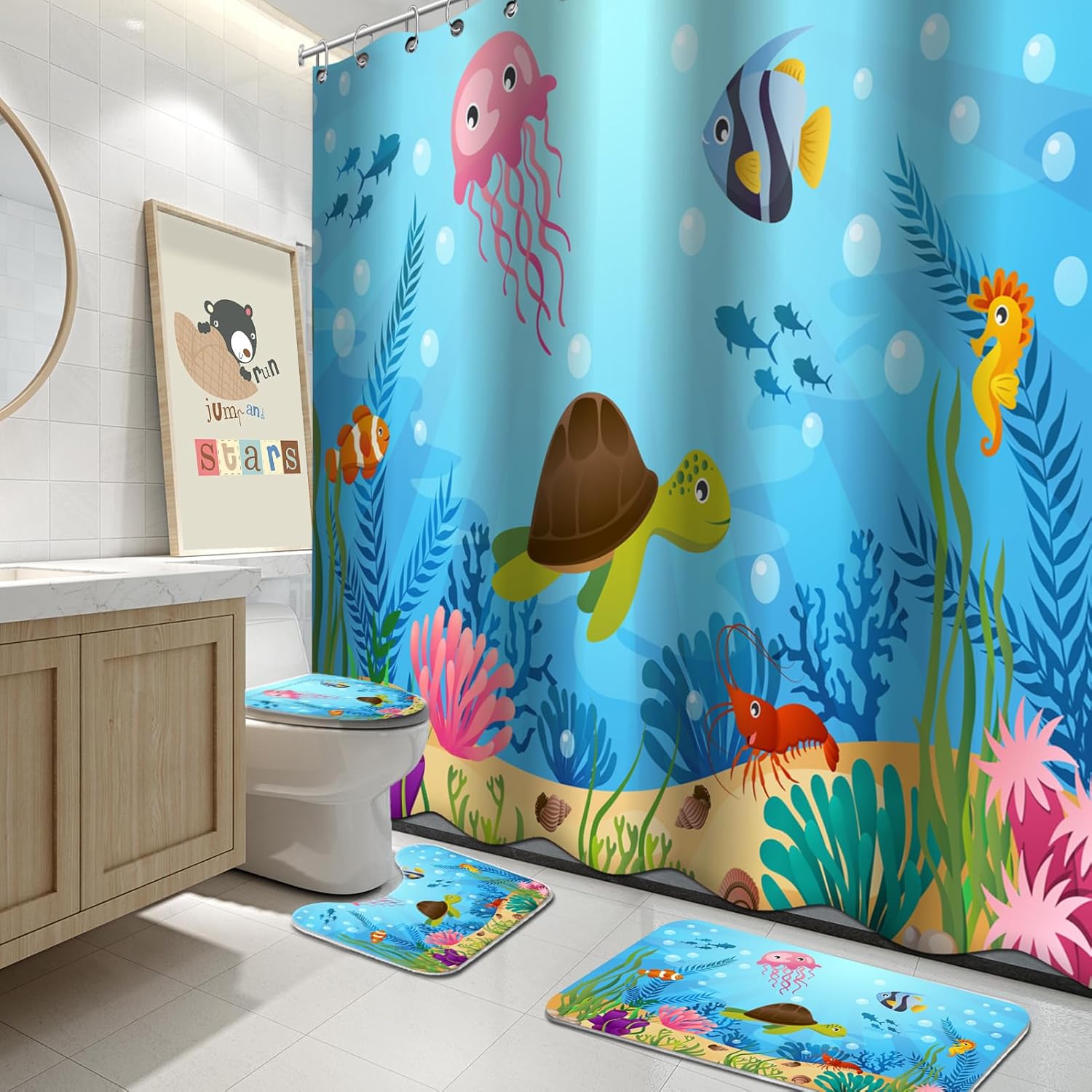 Lnond 4 Pcs Kids Bathroom Accessory Set