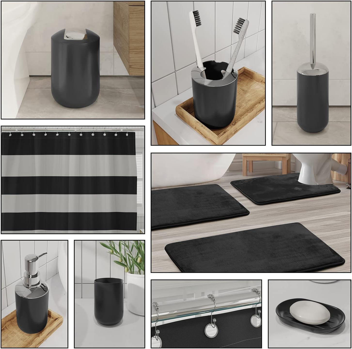 Clara Clark 23PC Matte Black Bathroom Accessory Set