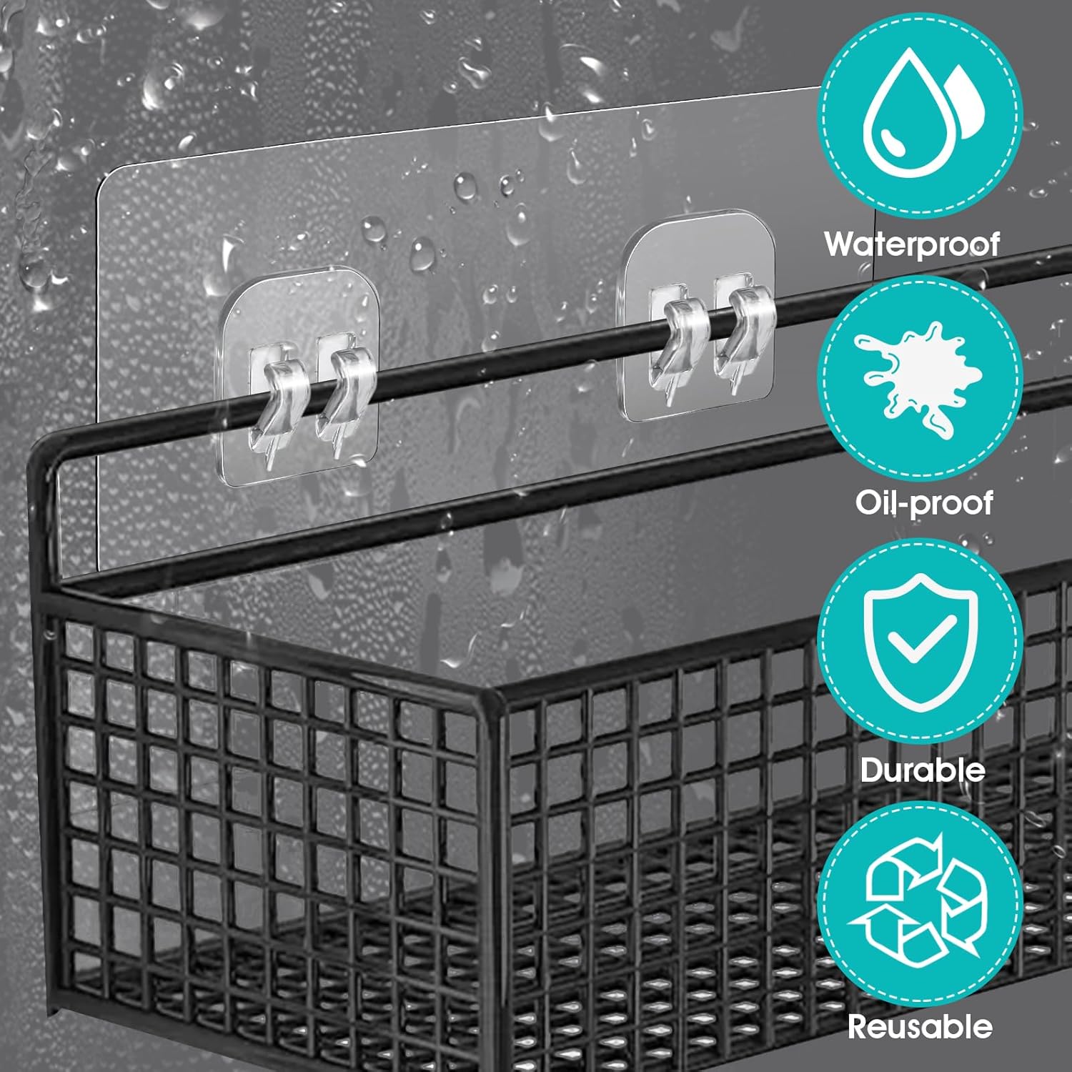 4 Pack Strong Adhesive Suction Cup Hooks for Shower Caddy