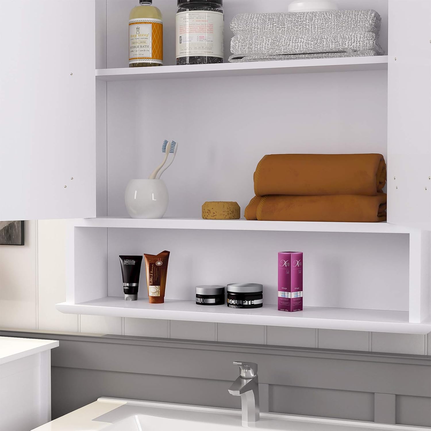 Mirror Cabinet with Adjustable Shelves White