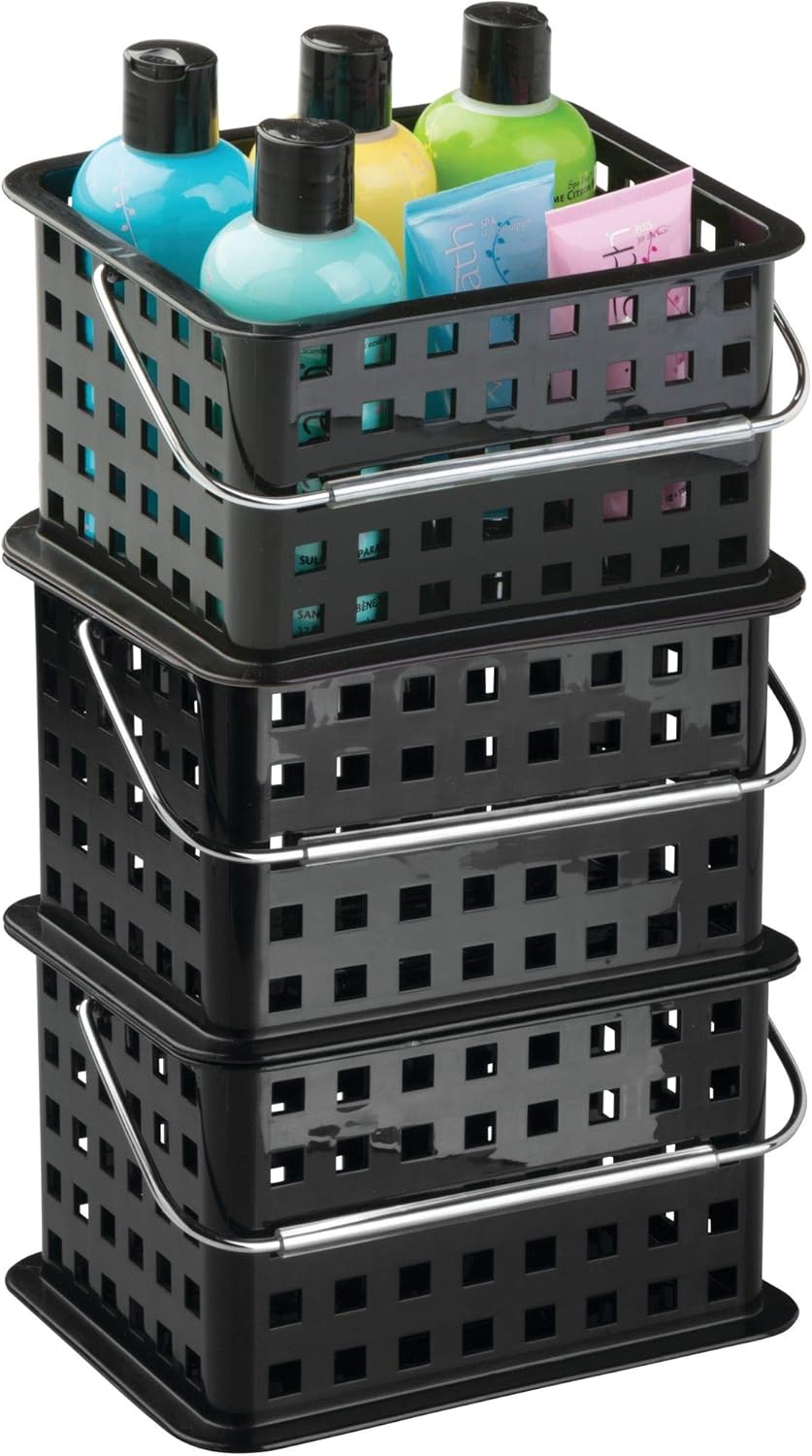 iDesign Spa Plastic Storage Shower Basket - Black
