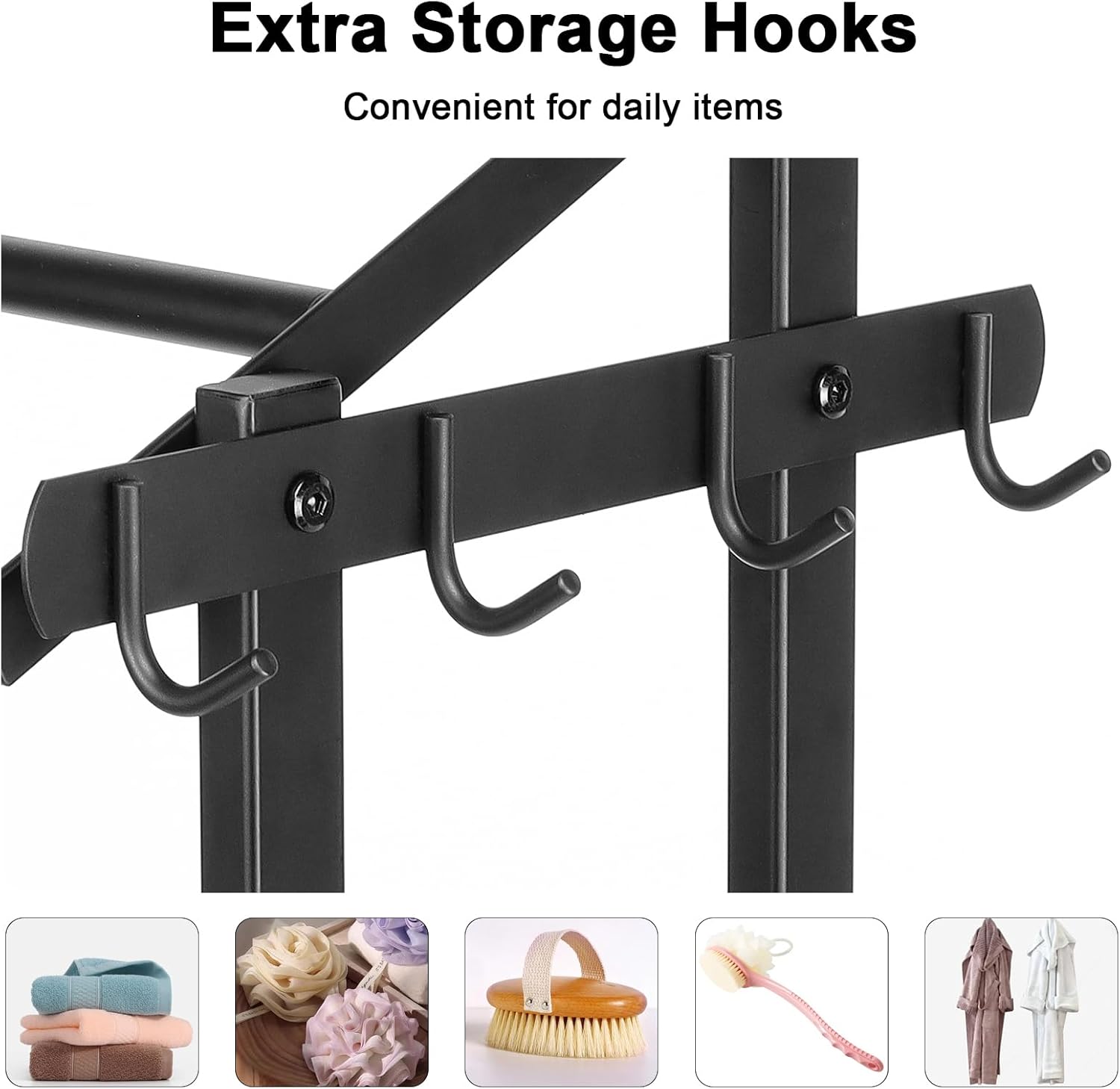 HarJue 36 H Towel Rack with Marble Base and Hooks