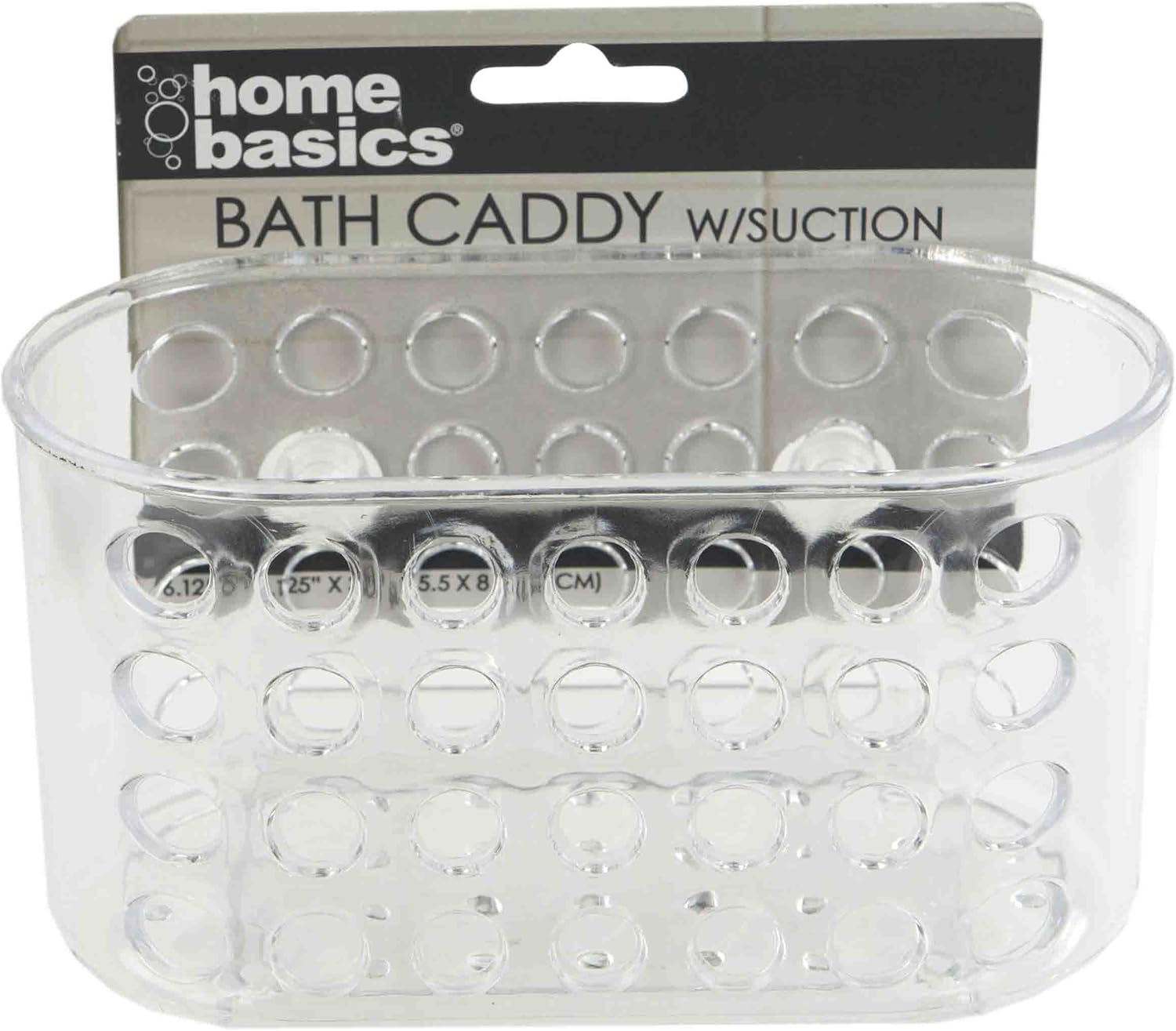 Home Basics Compact Clear Plastic Bath Caddy with Suction Cups