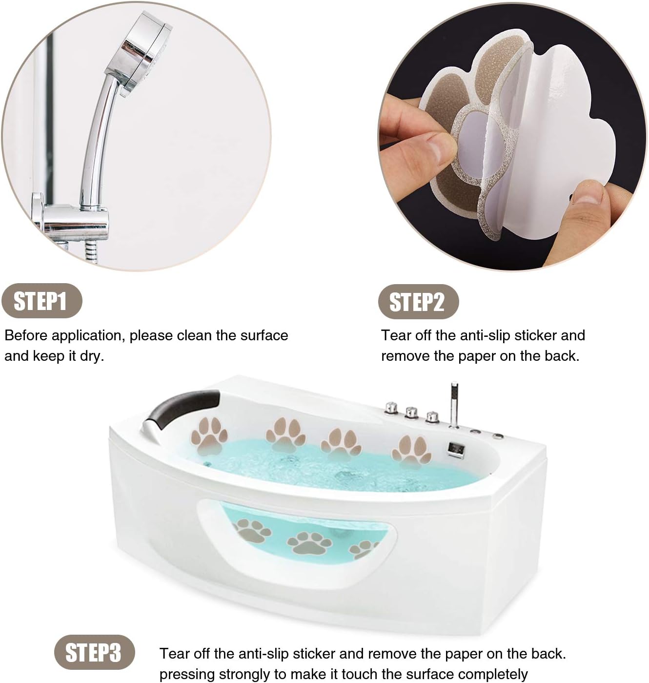 Secopad Non-Slip Bathtub Stickers 30 PCS Safety Treads