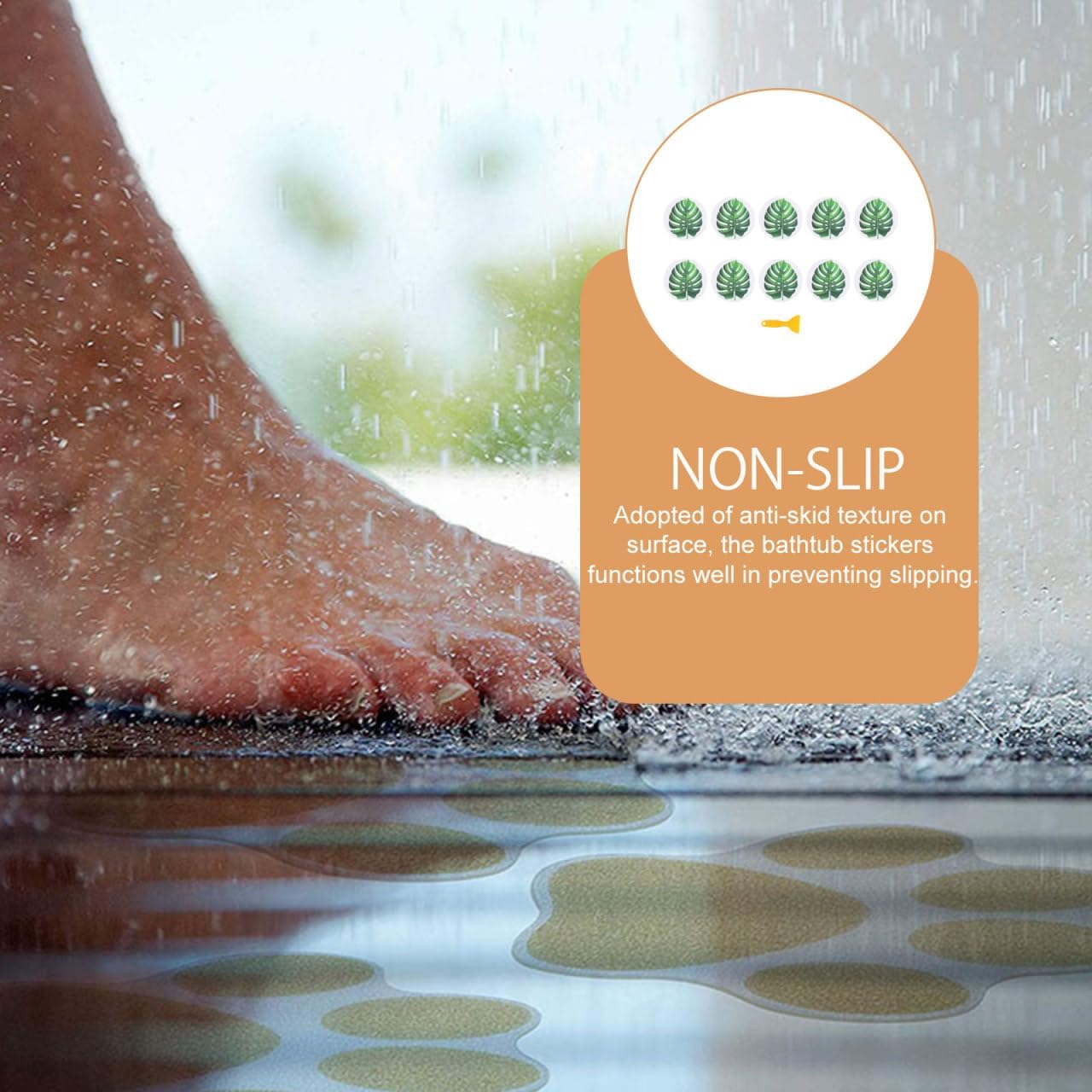 1set Leaf Bathtub Stickers Non-Slip Safety Decals