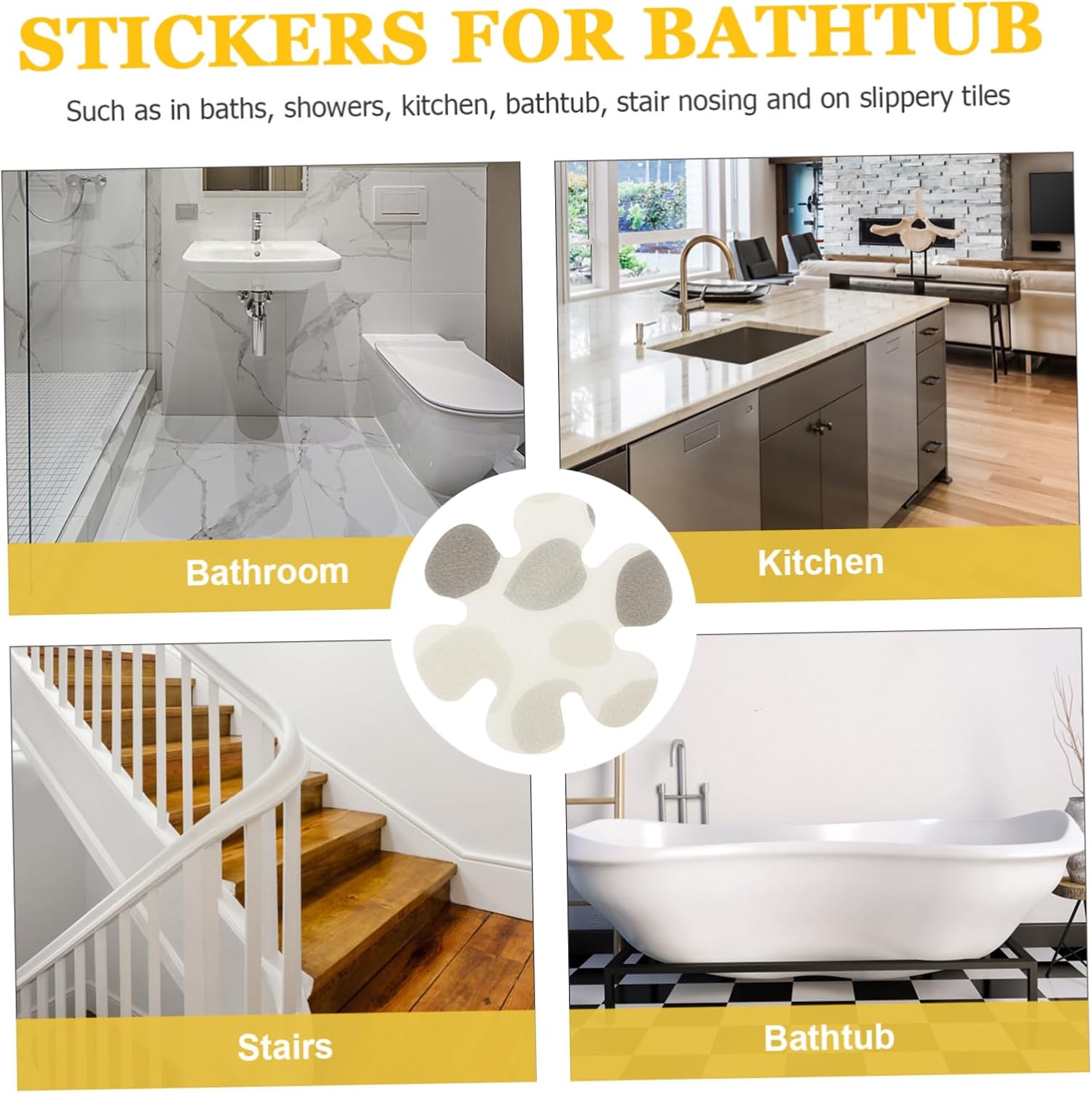 IMIKEYA Floral Bathroom Non-Slip Stickers