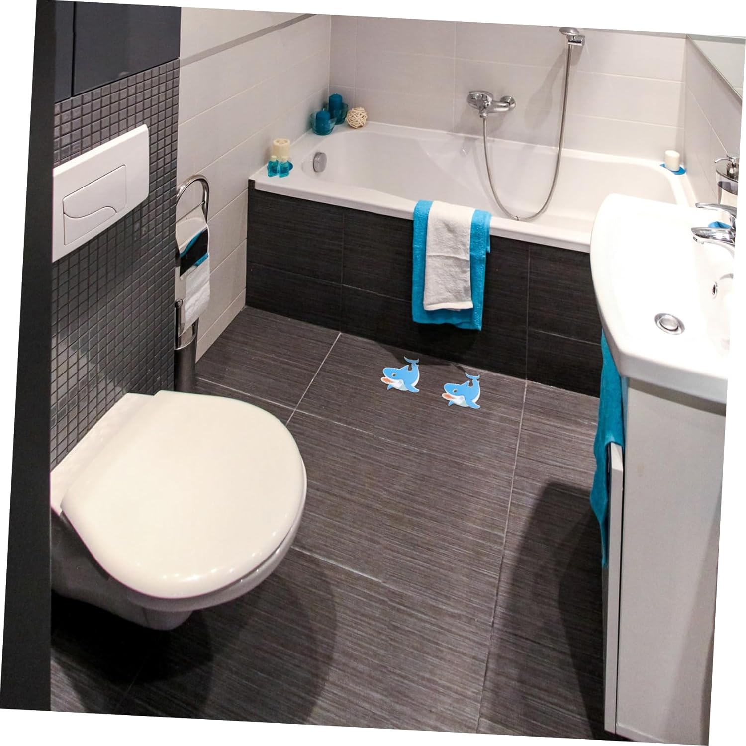 Ciieeo Anti Slip Tub Stickers 5pcs Shark Design