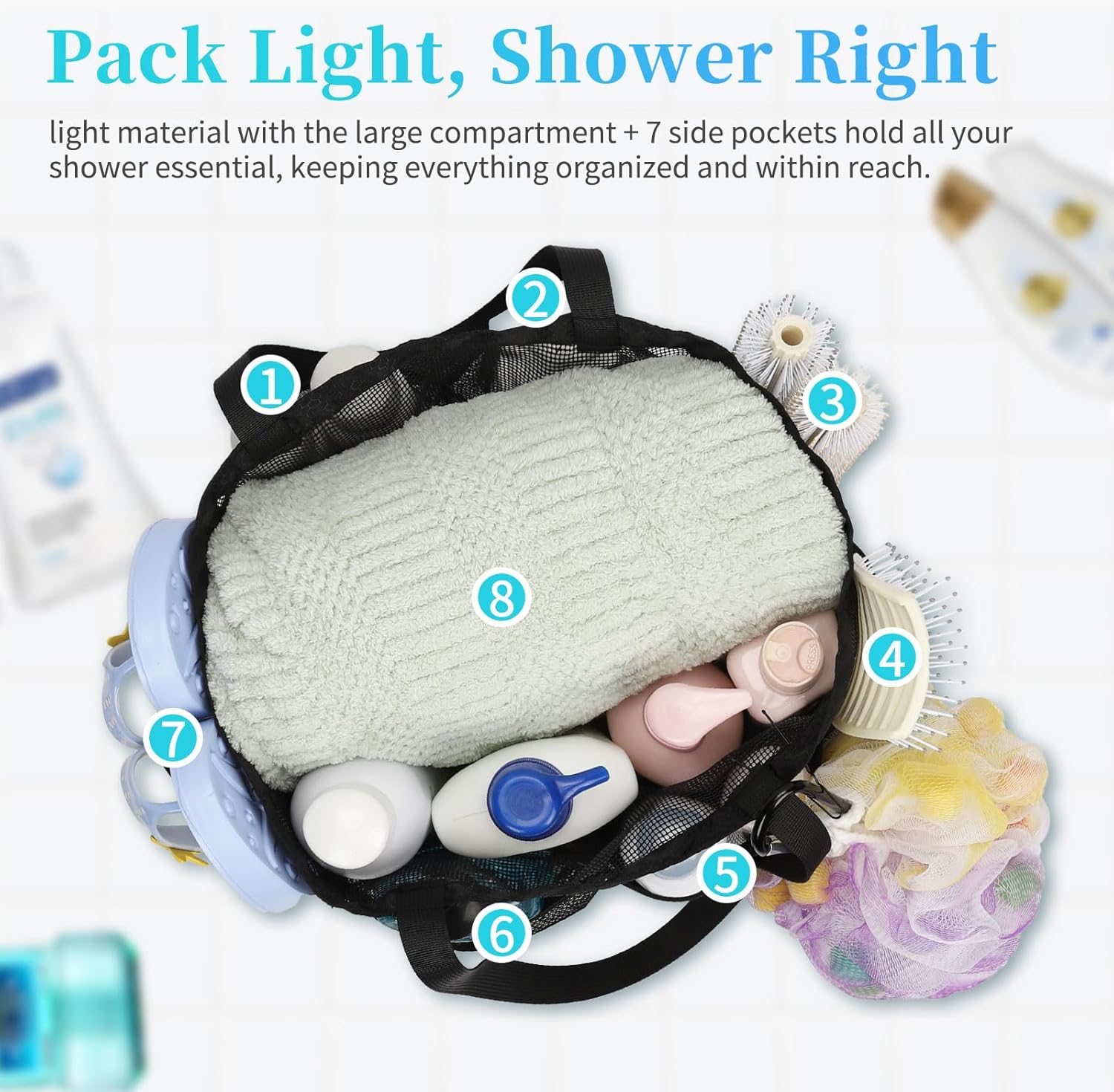 CUBETASTIC Upgraded Mesh Shower Caddy - Black
