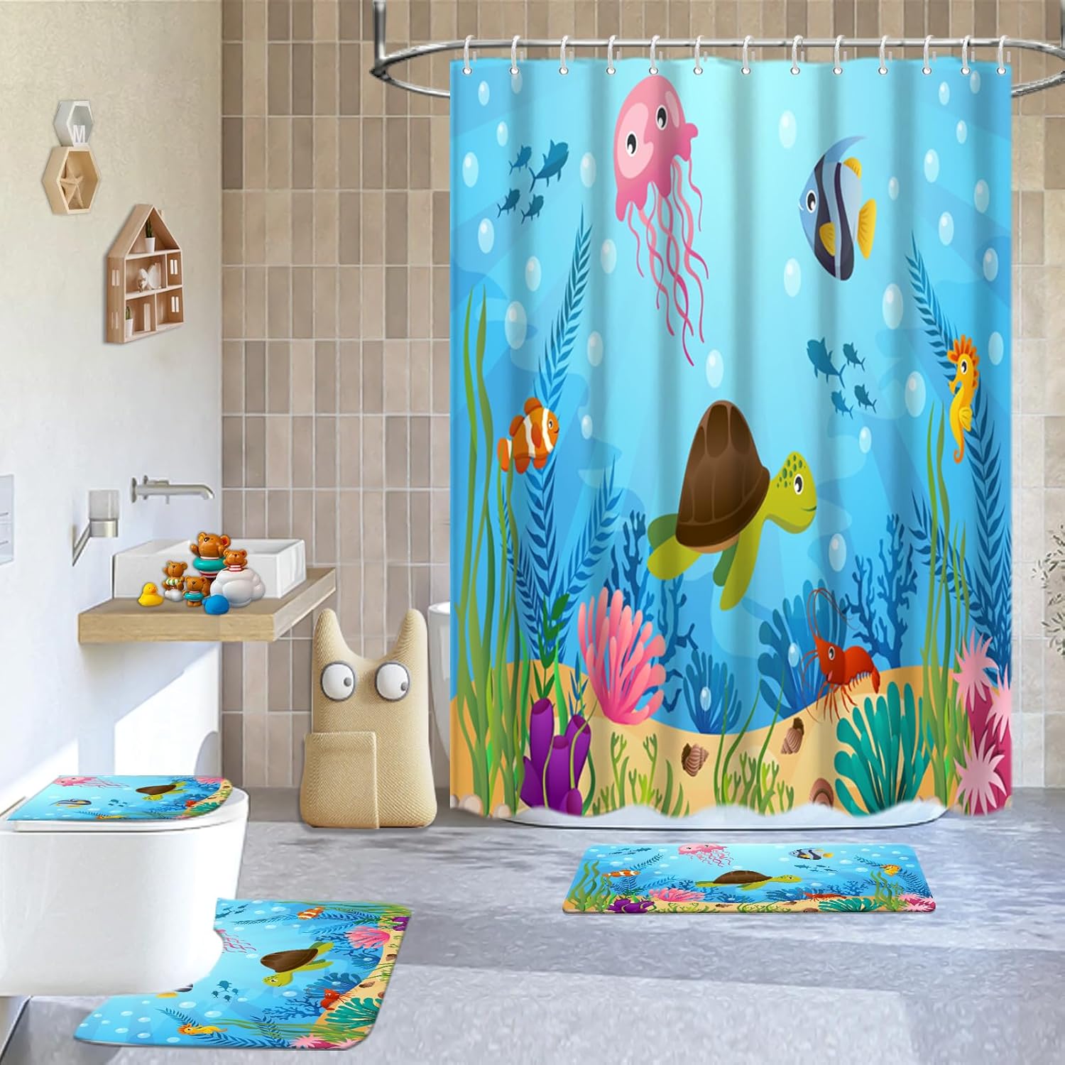 Lnond 4 Pcs Kids Bathroom Accessory Set