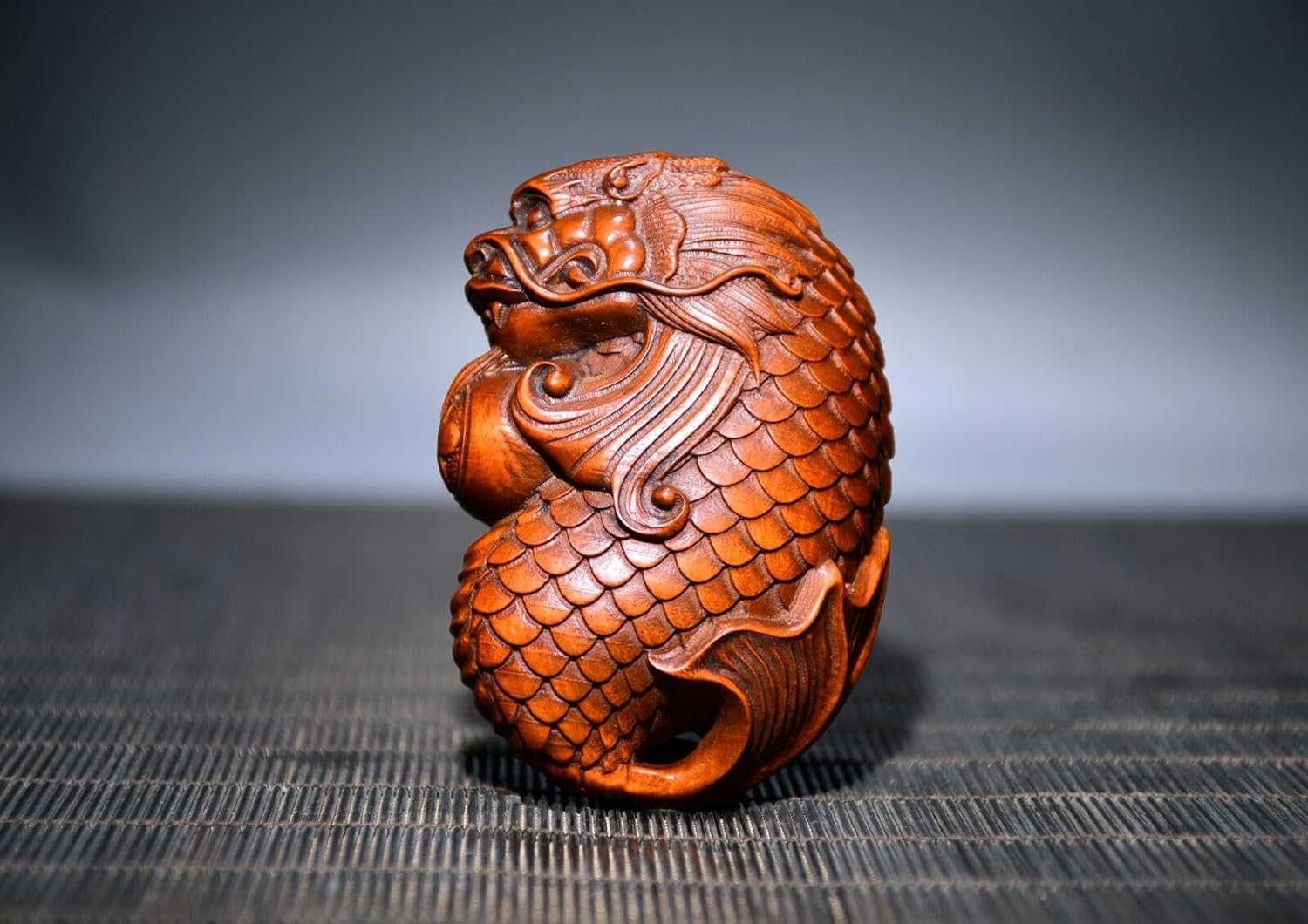 LimpaC Collection Boxwood Fish-Changed Dragon Statue