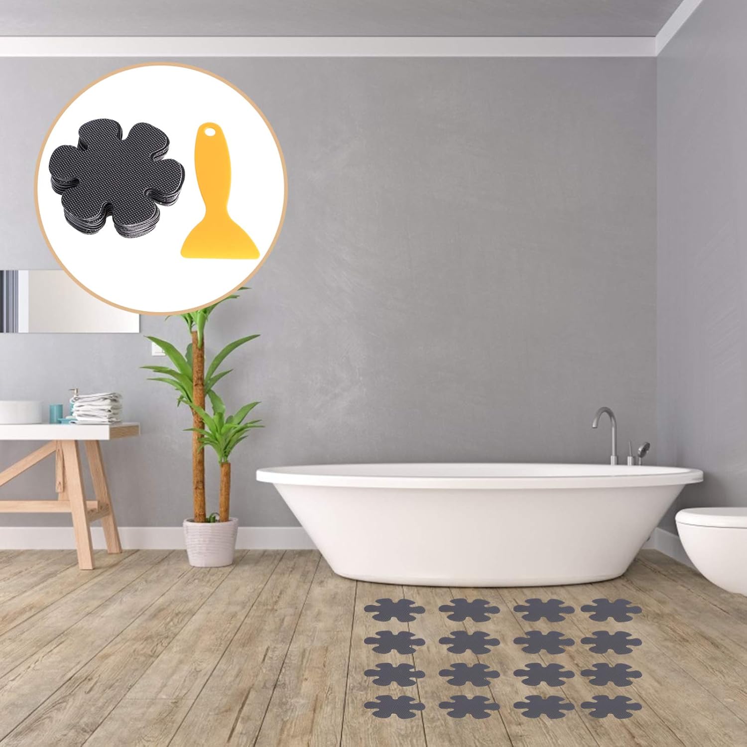 Garneck 60pcs Flower Shaped Nonslip Shower Stickers 1