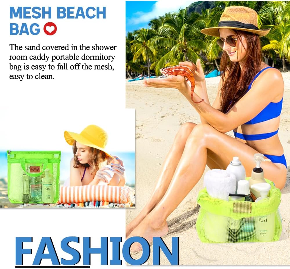 Portable Mesh Shower Caddy Tote with Handle 2pcs Green Yellow