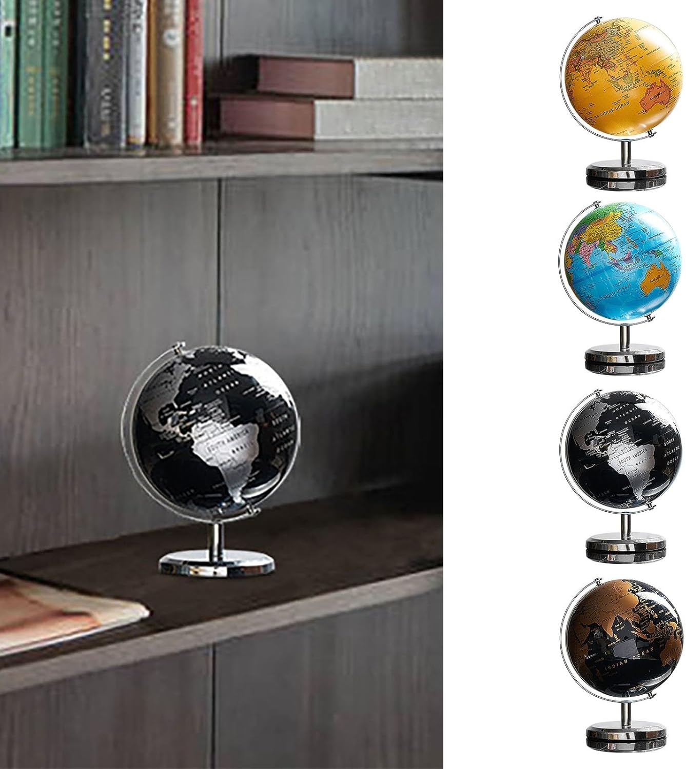 360 Rotating Globe Sculpture - Home Decor Coffee Table Decor