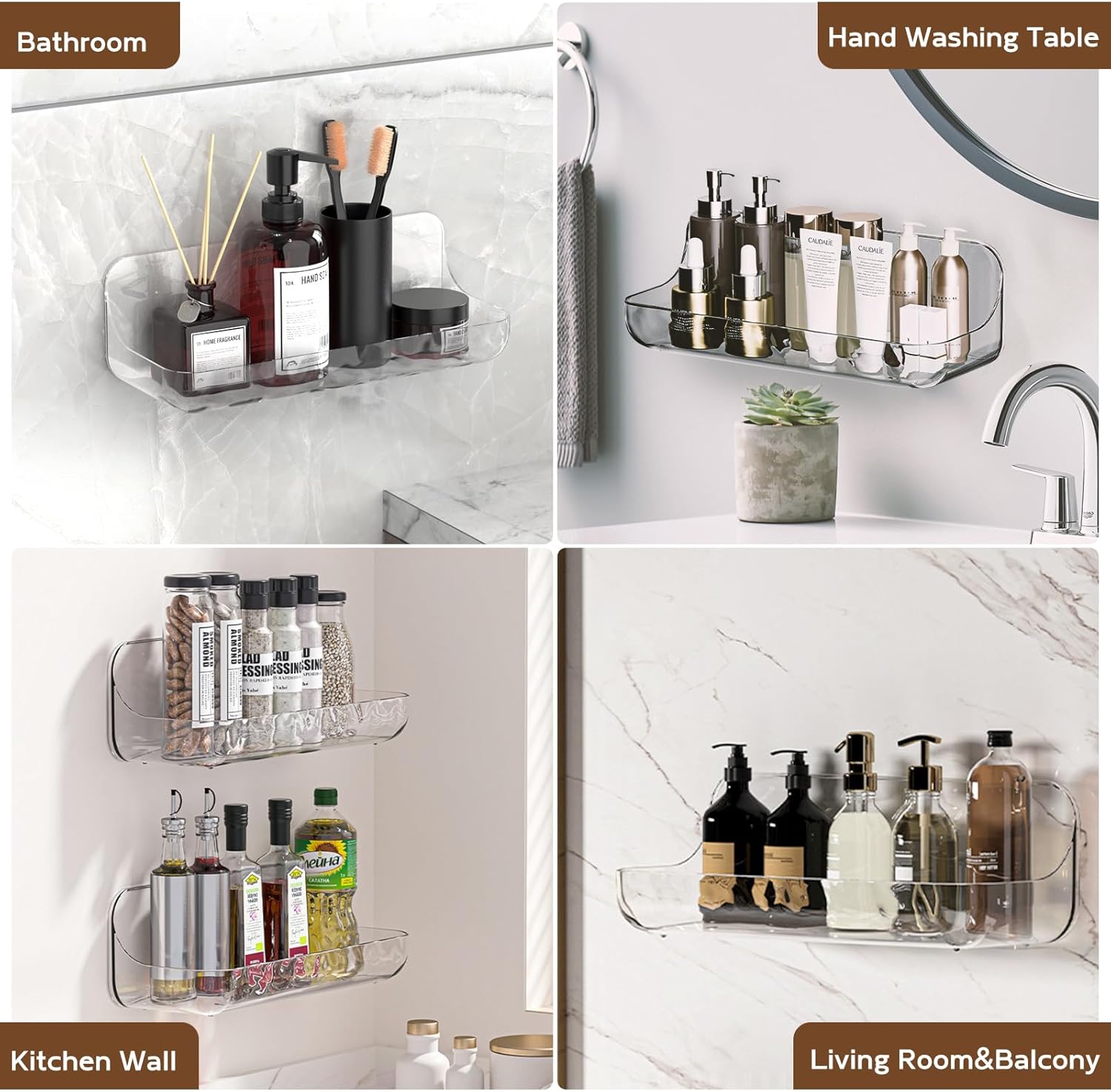 Lsnisni Acrylic Shower Shelves 2 Pack No Drilling