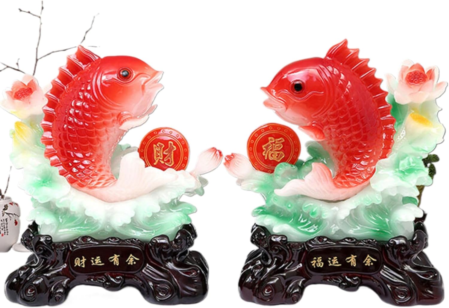 Luxurious Resin Wealth Dragon Fish Sculpture for Feng Shui